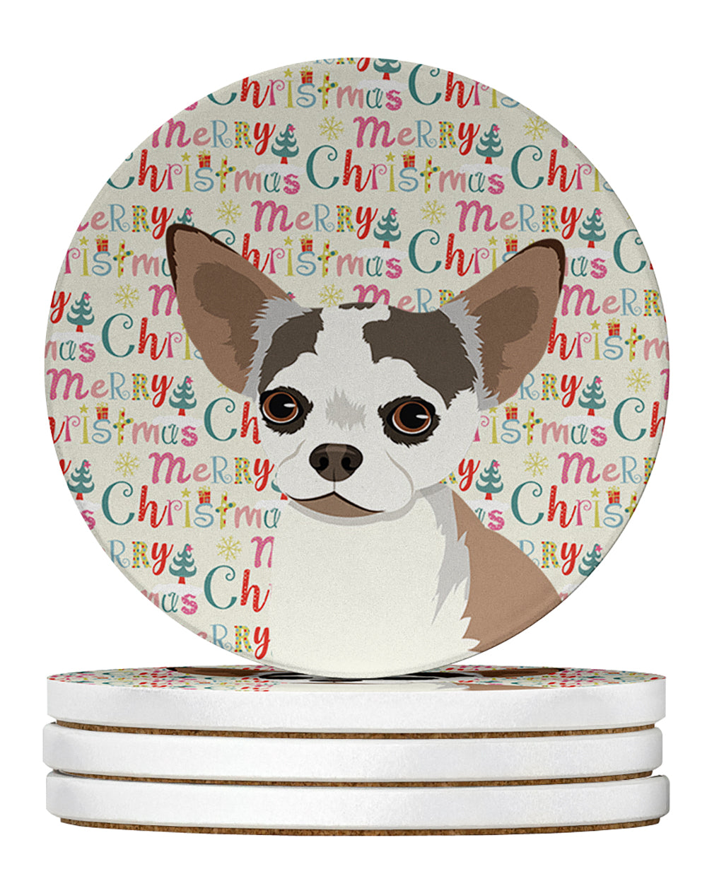 Buy this Chihuahua Merle Christmas Large Sandstone Coasters Pack of 4