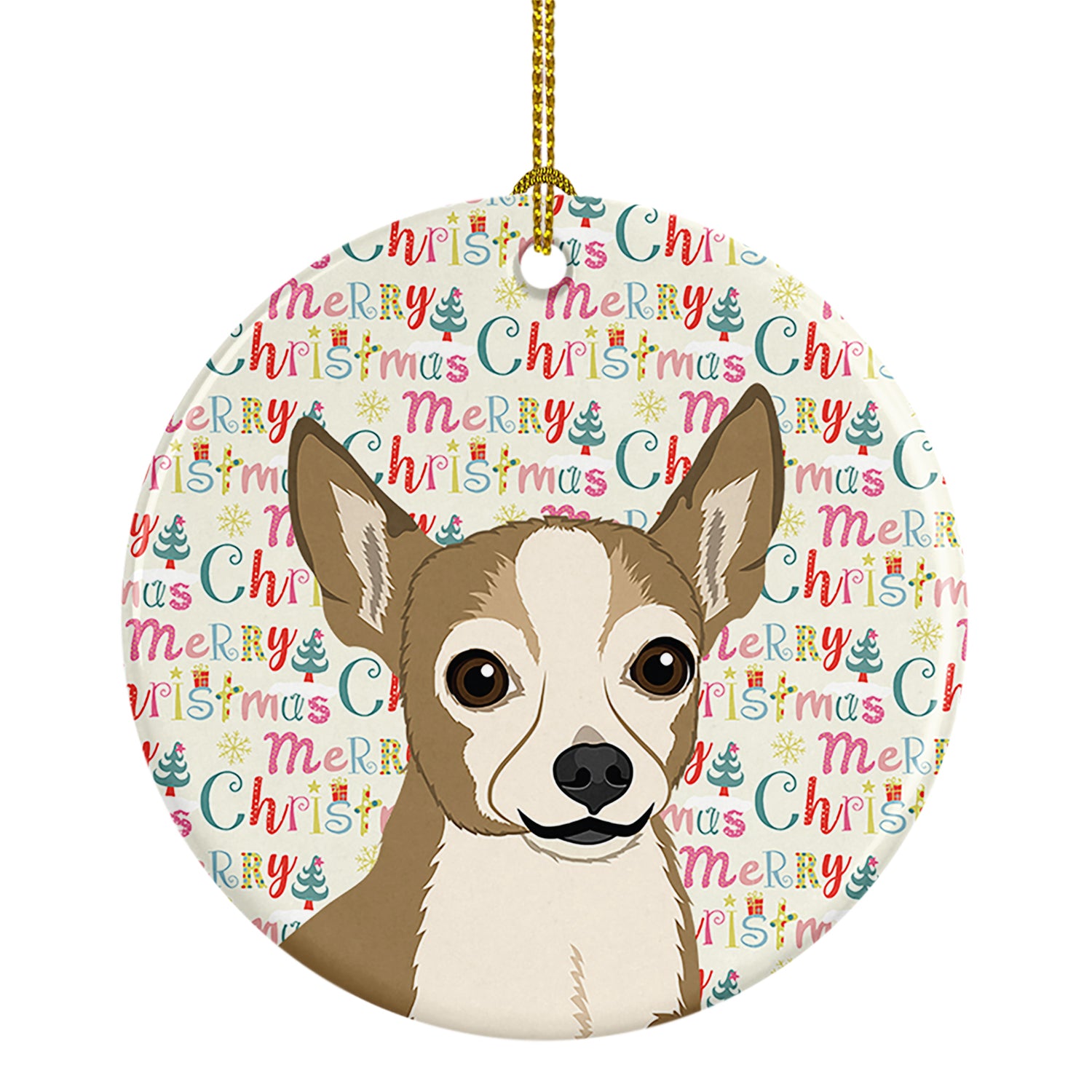Buy this Chihuahua Silver and Tan Christmas Ceramic Ornament