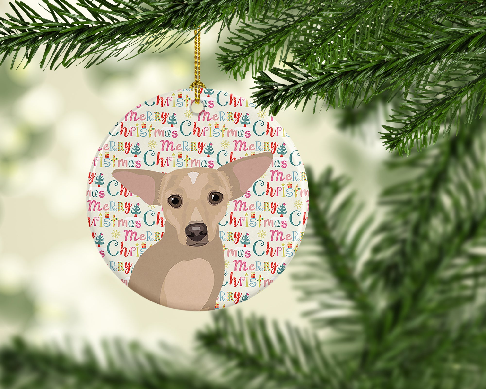 Buy this Chihuahua Silver Christmas Ceramic Ornament
