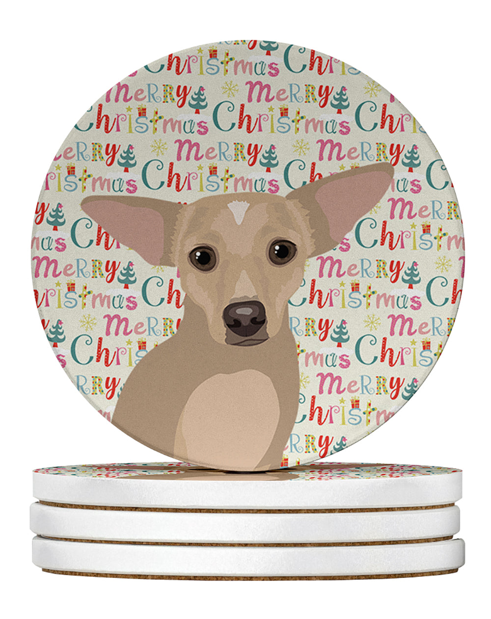 Buy this Chihuahua Silver Christmas Large Sandstone Coasters Pack of 4