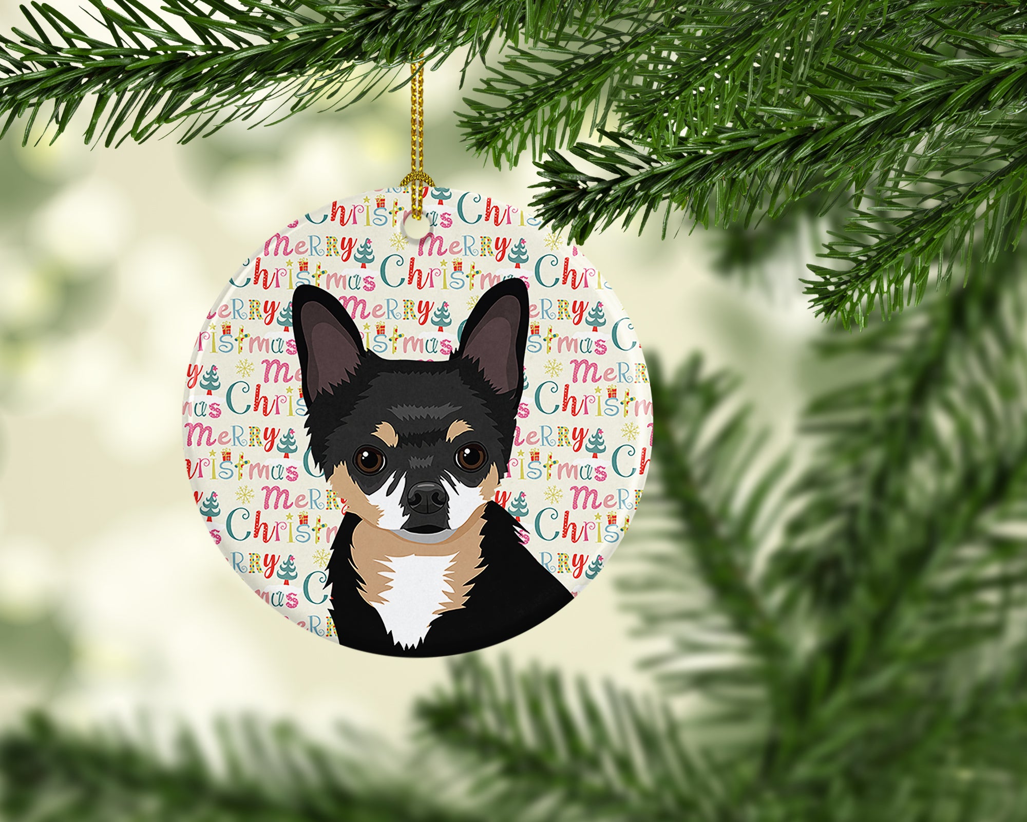 Buy this Chihuahua Tricolor #2 Christmas Ceramic Ornament