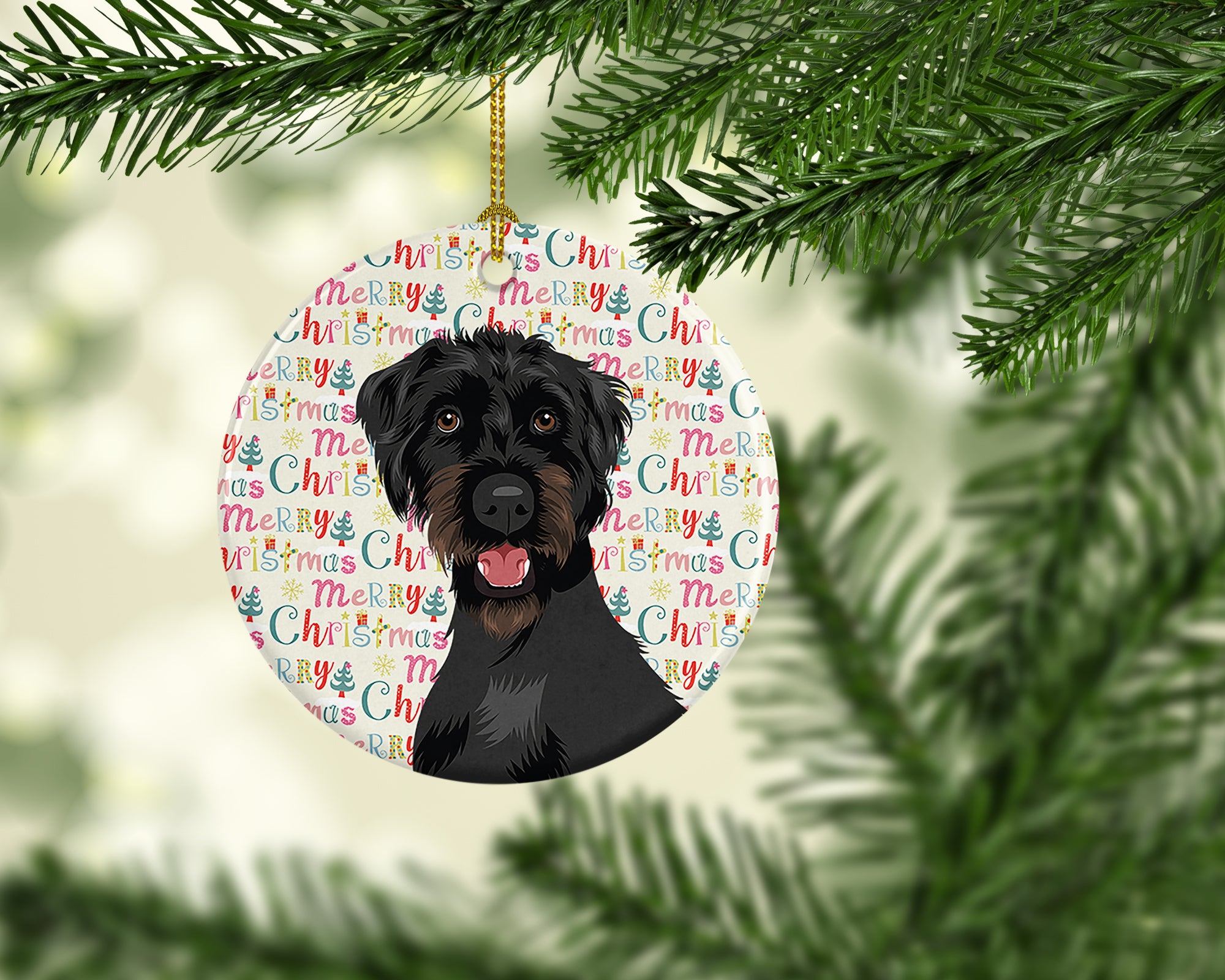 Buy this Doodle Black and Tan Christmas Ceramic Ornament