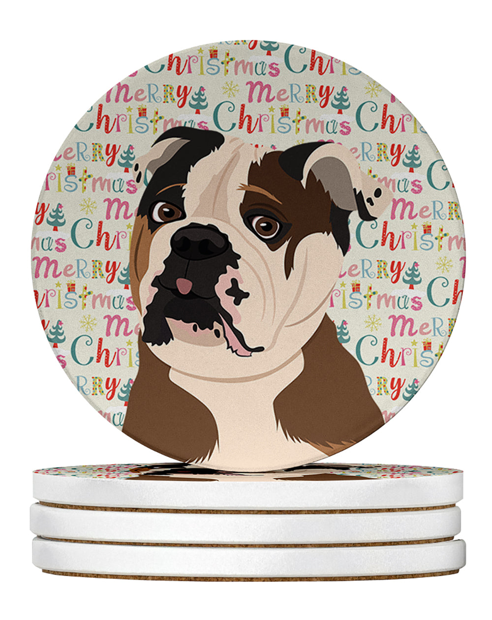 Buy this English Bulldog Chocolate Tan Christmas Large Sandstone Coasters Pack of 4