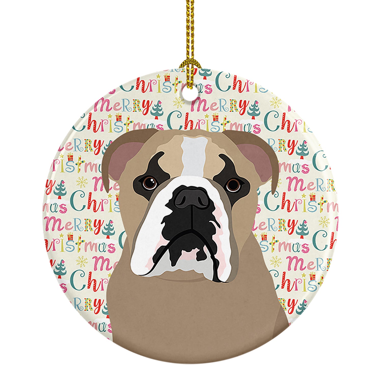 Buy this English Bulldog Lilac Tricolor Christmas Ceramic Ornament