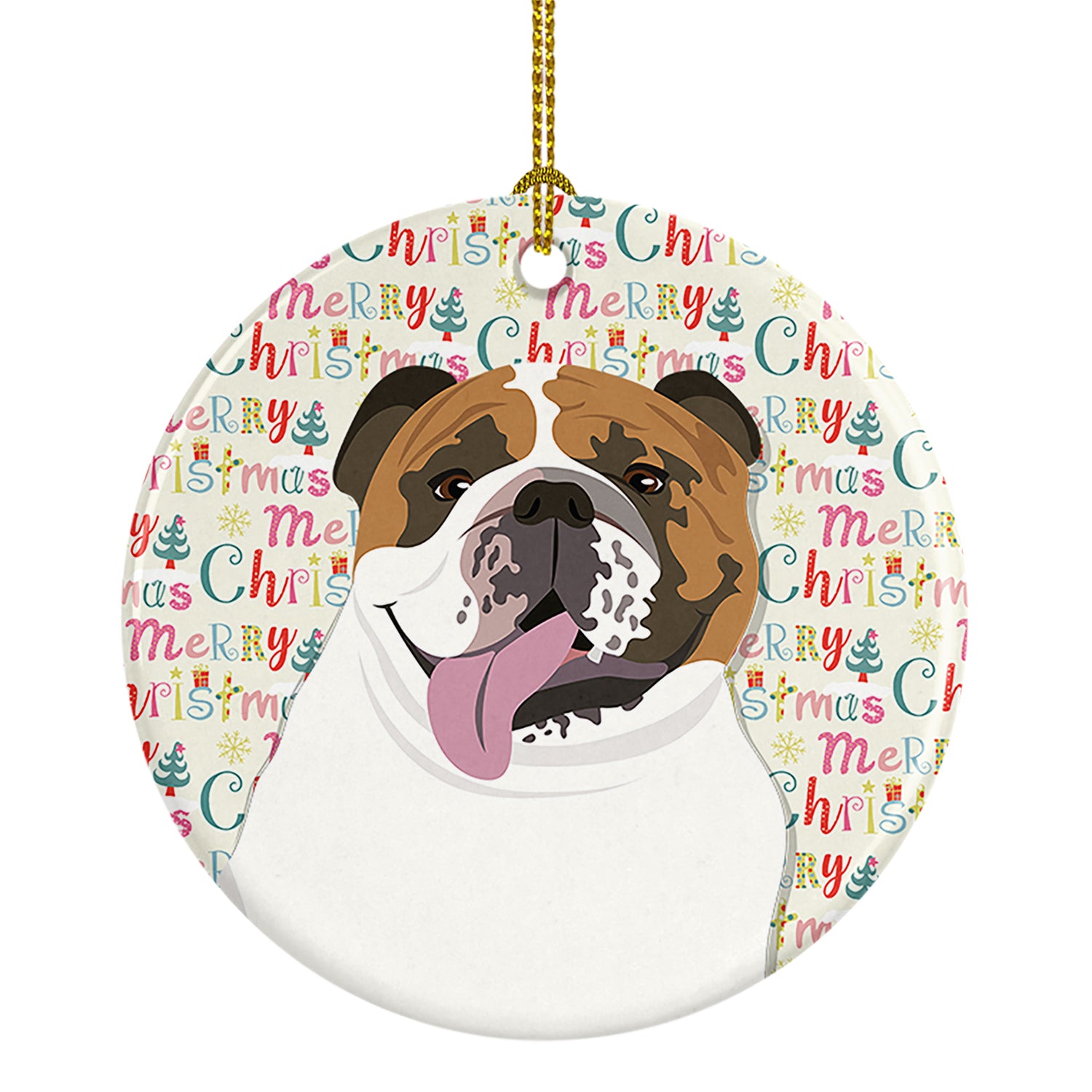 Buy this English Bulldog Tricolor #1 Christmas Ceramic Ornament