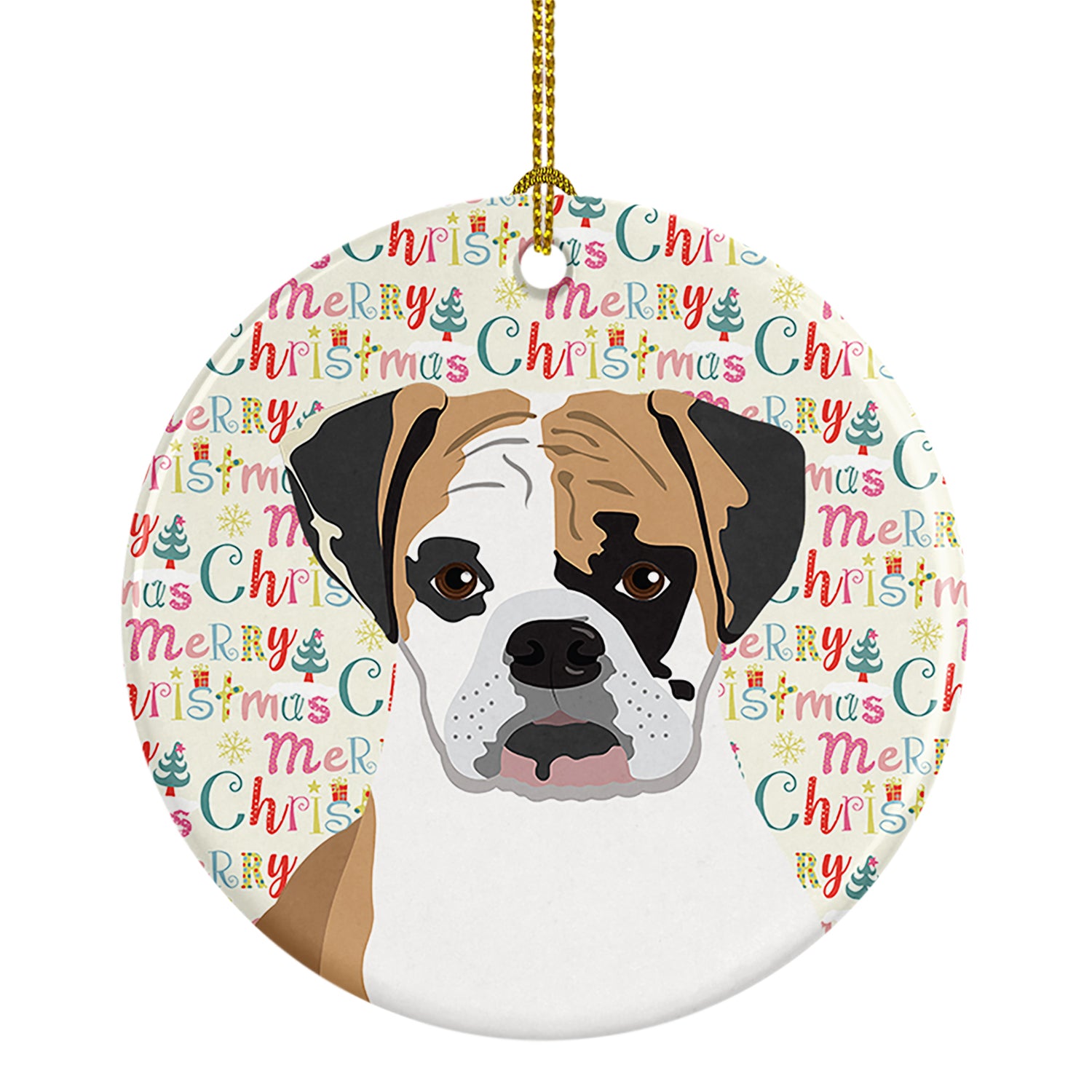 Buy this English Bulldog Tricolor #2 Christmas Ceramic Ornament
