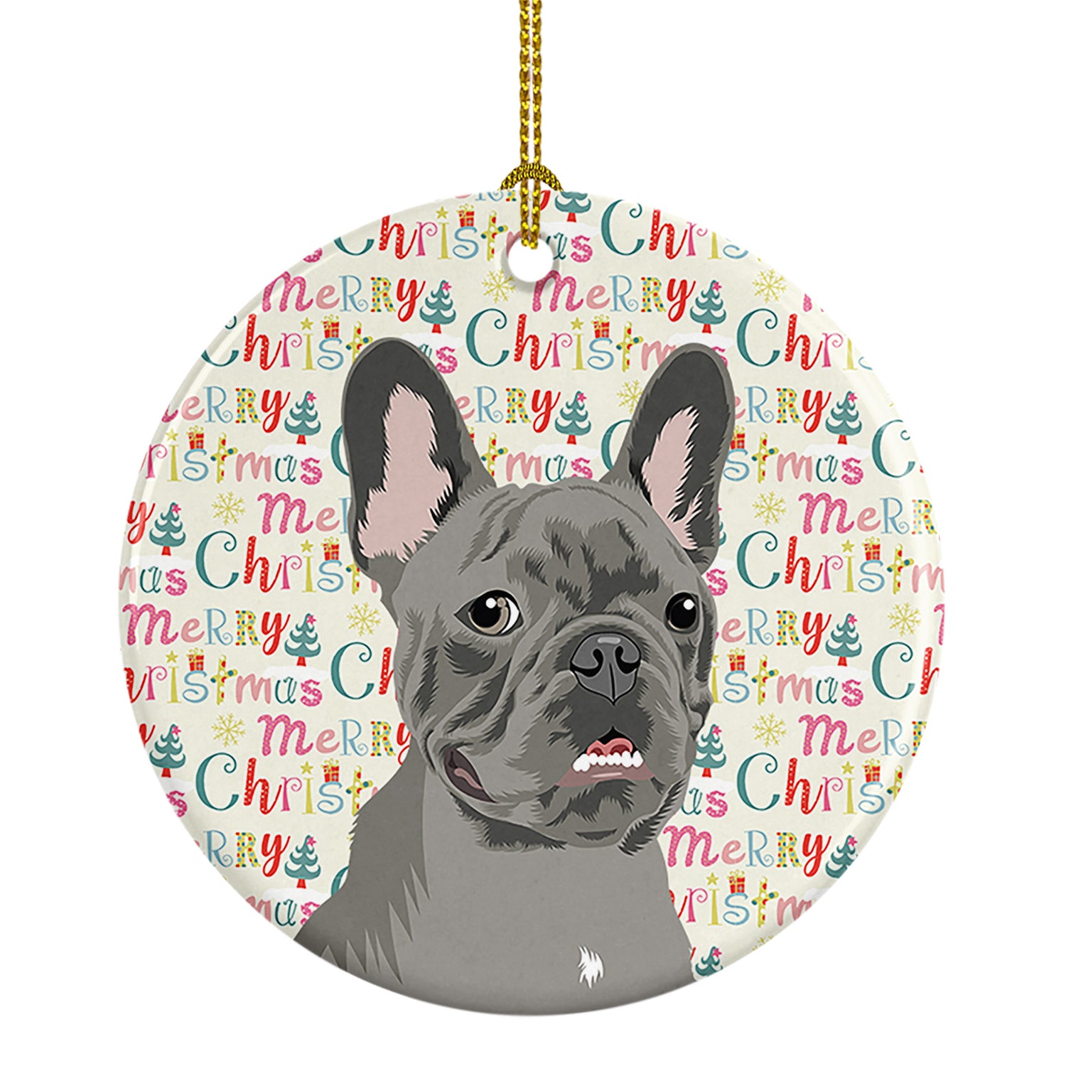 Buy this French Bulldog Blue Christmas Ceramic Ornament