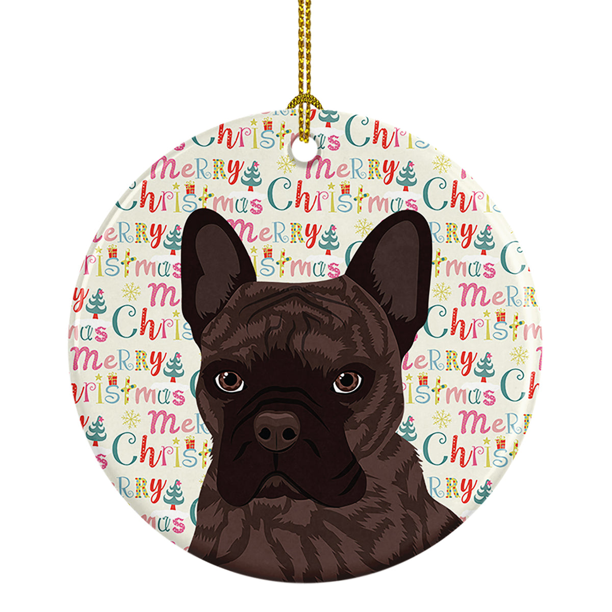 Buy this French Bulldog Brindle #1 Christmas Ceramic Ornament