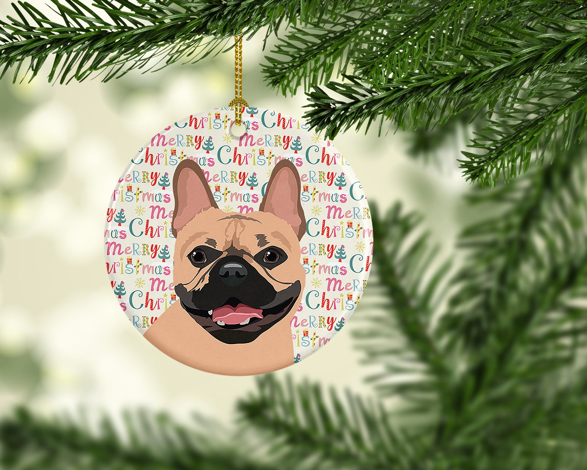 French Bulldog Fawn #2 Christmas Ceramic Ornament - the-store.com