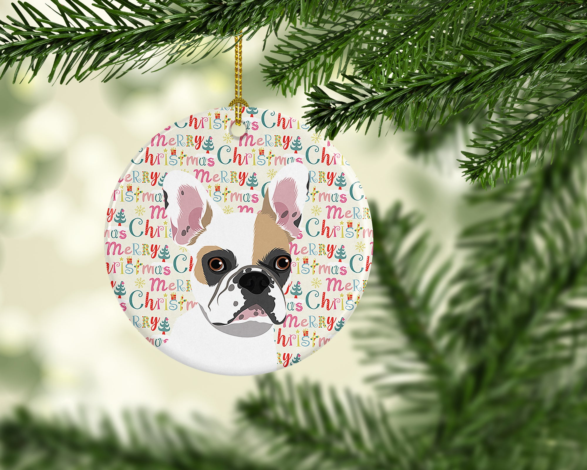 Buy this French Bulldog White #1 Christmas Ceramic Ornament