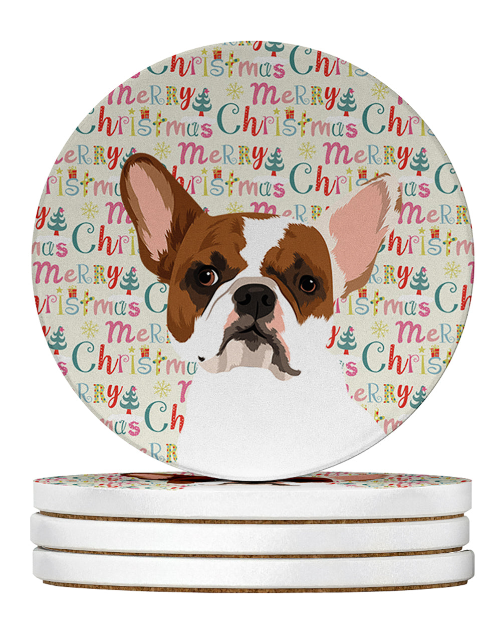 Buy this French Bulldog White #2 Christmas Large Sandstone Coasters Pack of 4