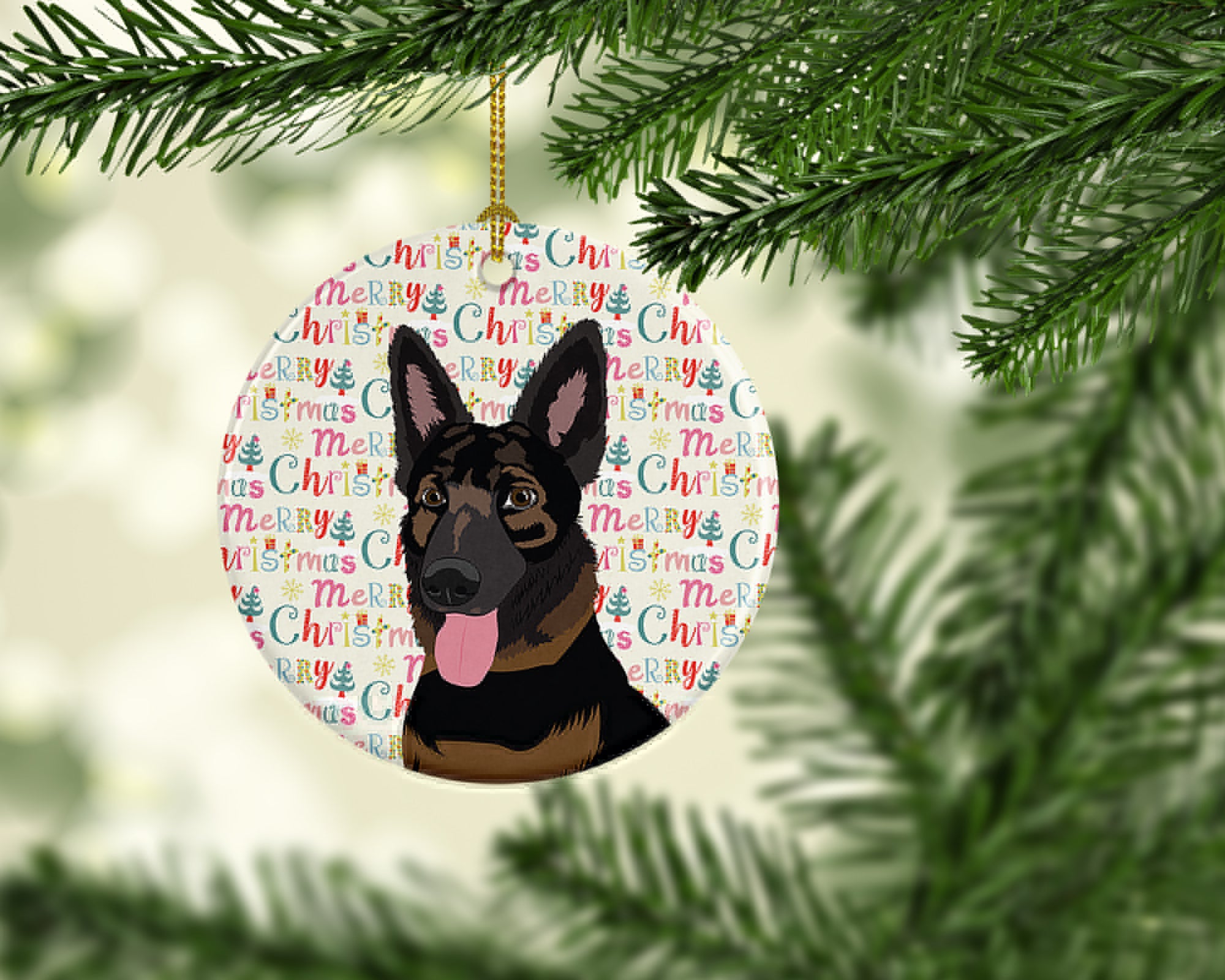 Buy this German Shepherd Bicolor Christmas Ceramic Ornament