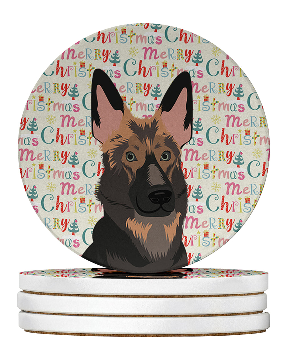 Buy this German Shepherd Puppy Christmas Large Sandstone Coasters Pack of 4