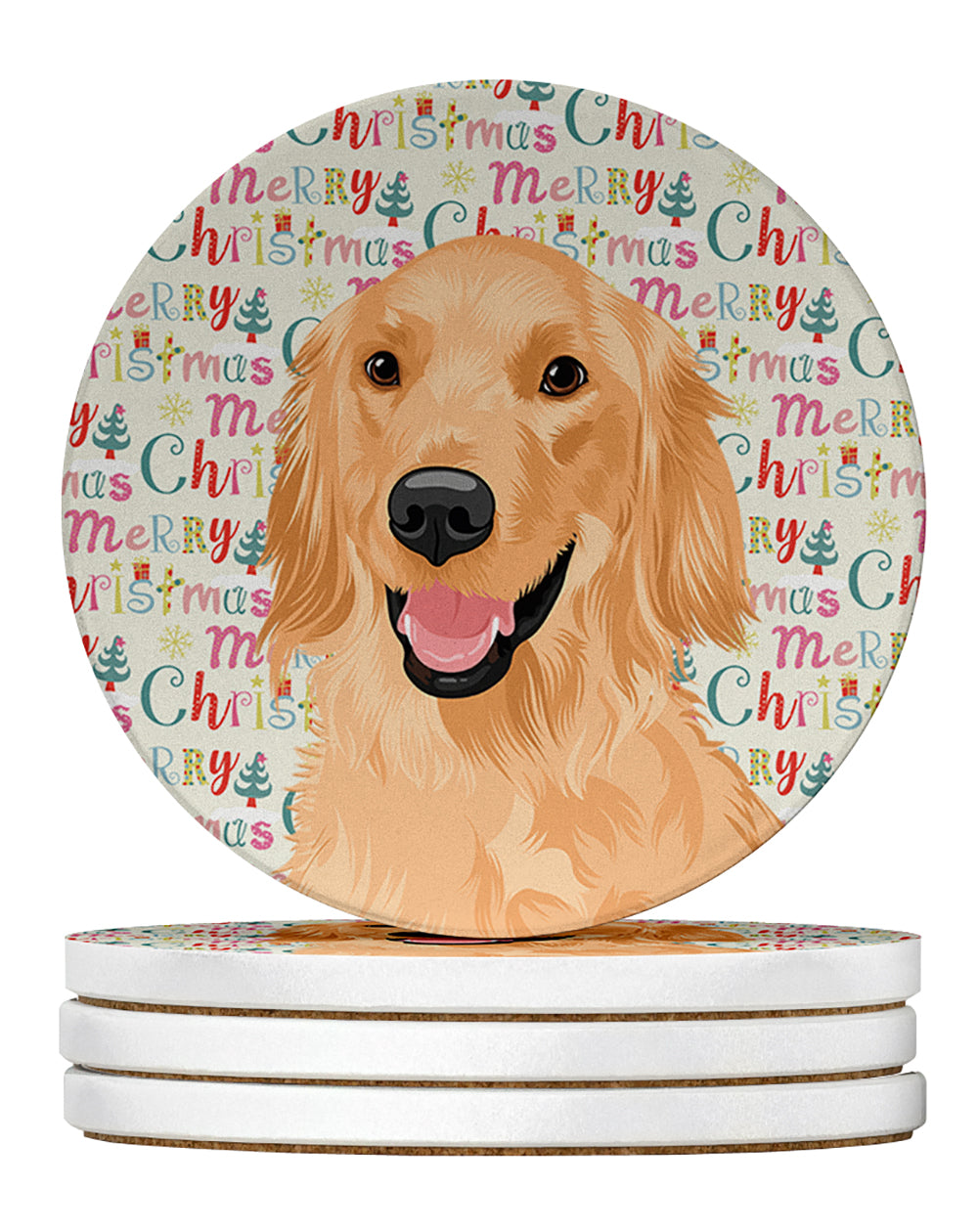 Buy this Golden Retriever Gold #1 Christmas Large Sandstone Coasters Pack of 4