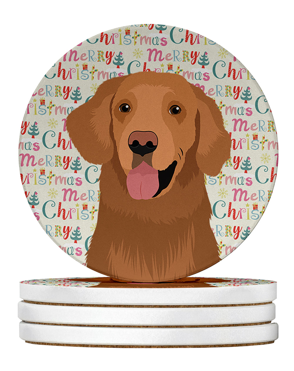 Buy this Golden Retriever Red #1 Christmas Large Sandstone Coasters Pack of 4