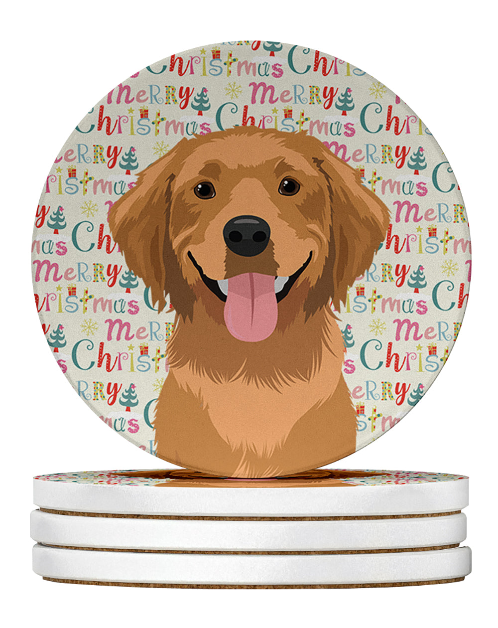 Buy this Golden Retriever Red #2 Christmas Large Sandstone Coasters Pack of 4