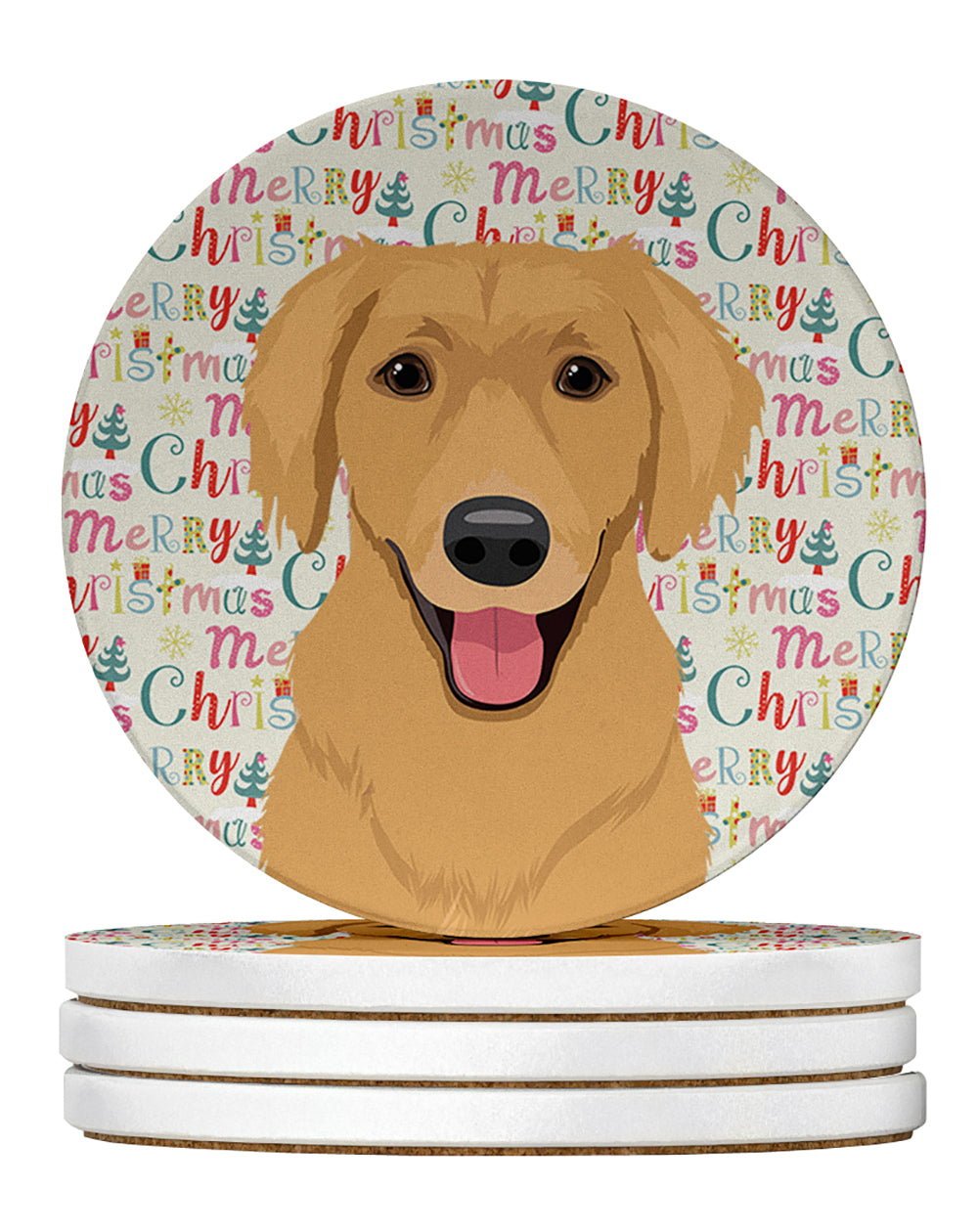 Buy this Golden Retriever Gold #2 Christmas Large Sandstone Coasters Pack of 4