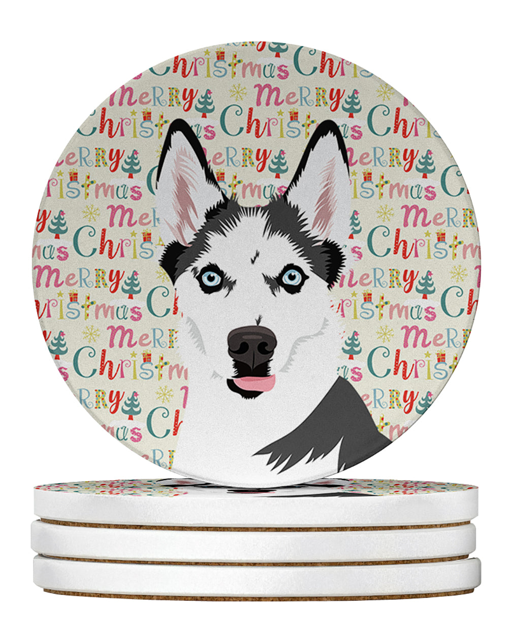 Buy this Siberian Husky Puppy Christmas Large Sandstone Coasters Pack of 4