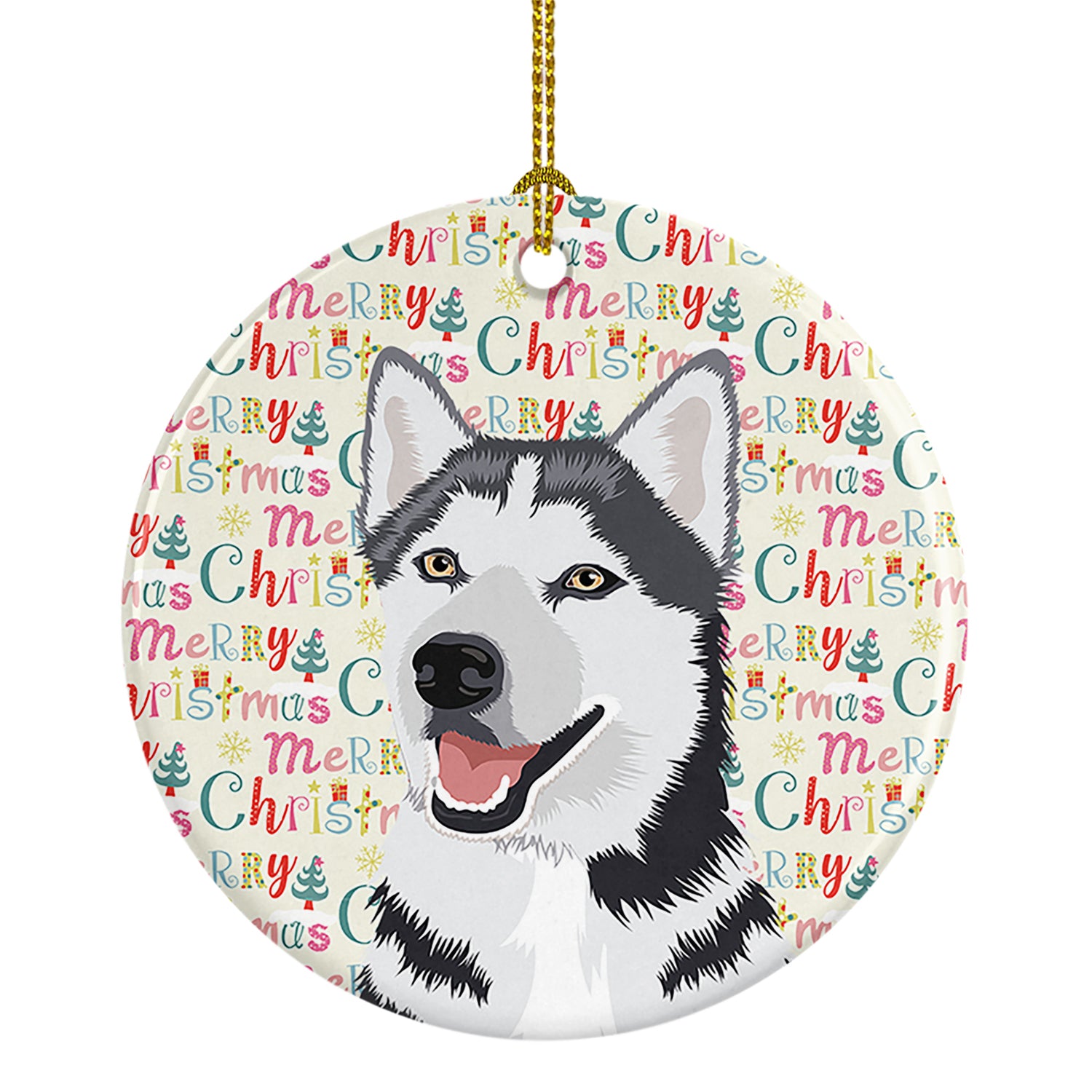 Buy this Siberian Husky Silver and White #1 Christmas Ceramic Ornament