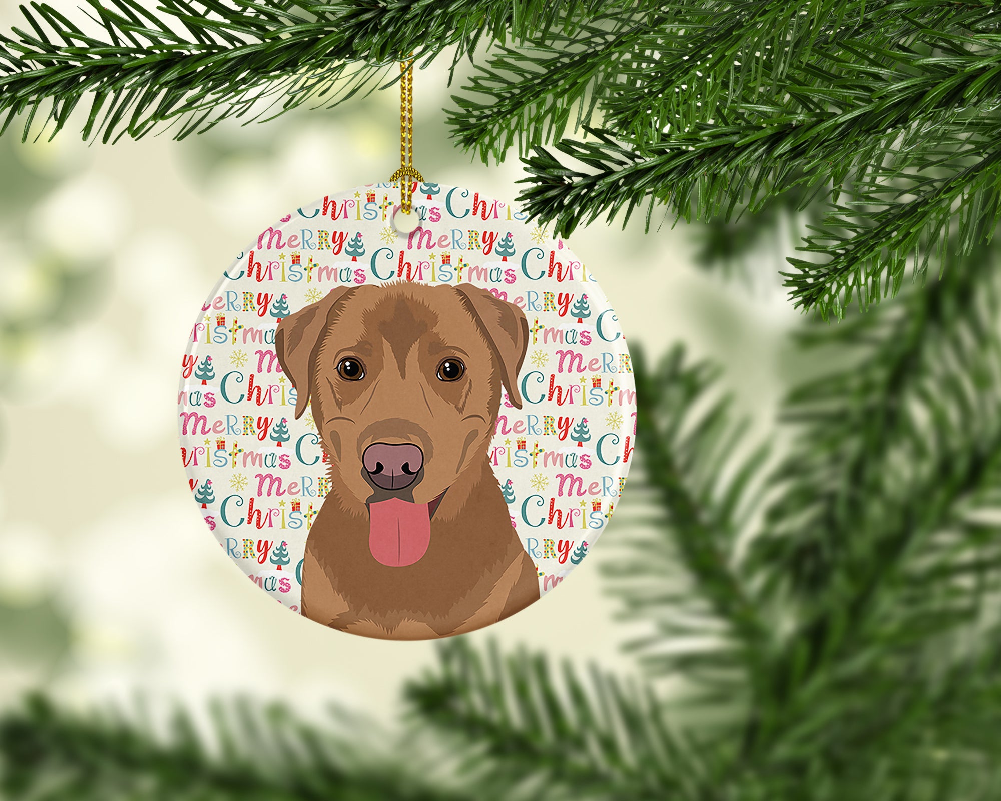 Labrador Retriever Red Christmas Ceramic Ornament - the-store.com