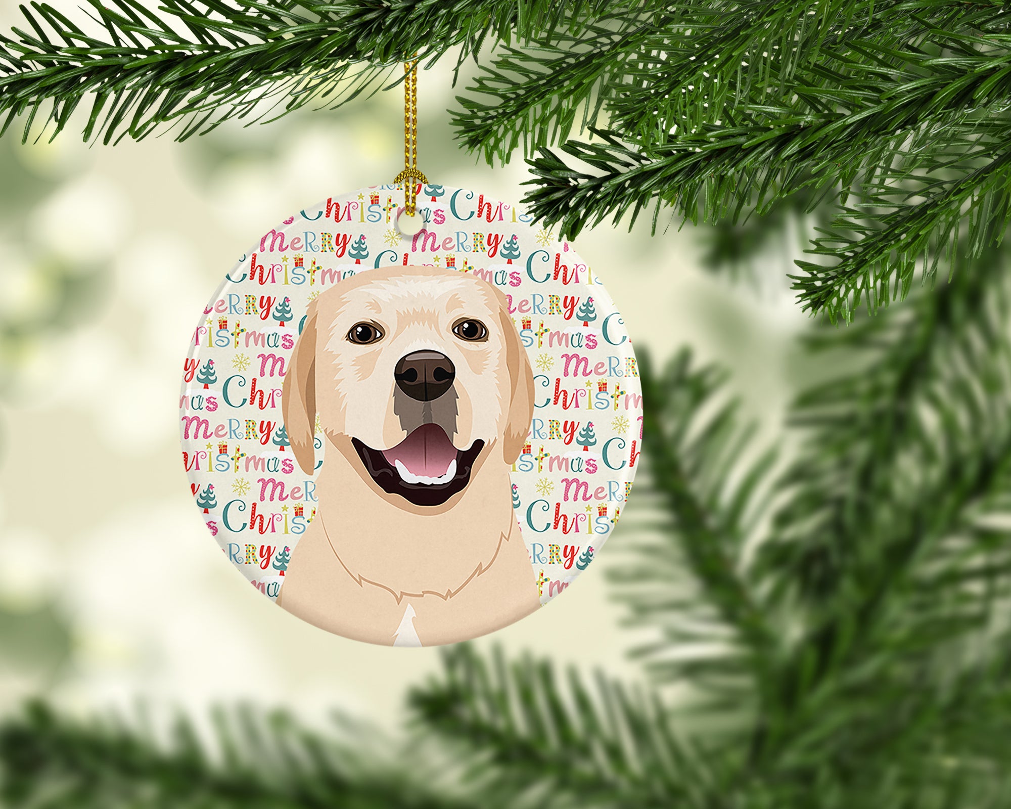 Labrador Retriever Yellow #2 Christmas Ceramic Ornament - the-store.com