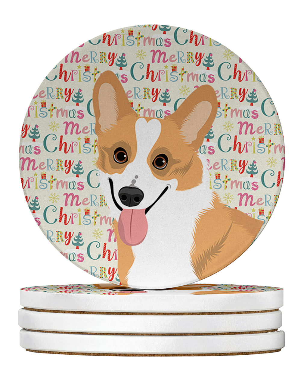 Buy this Pembroke Corgi Red and White Christmas Large Sandstone Coasters Pack of 4