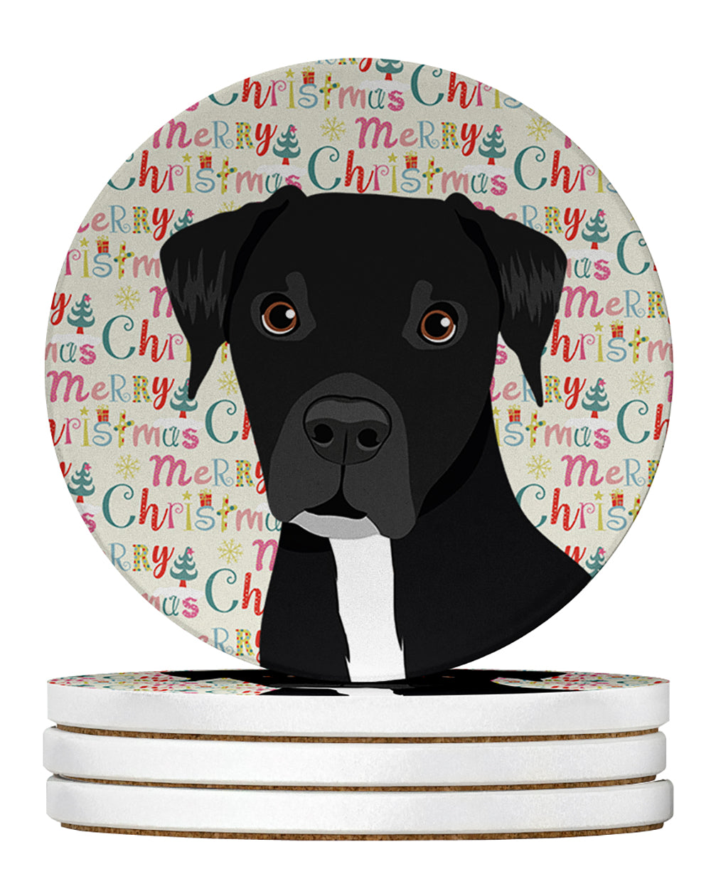 Buy this Pit Bull Black #1 Christmas Large Sandstone Coasters Pack of 4