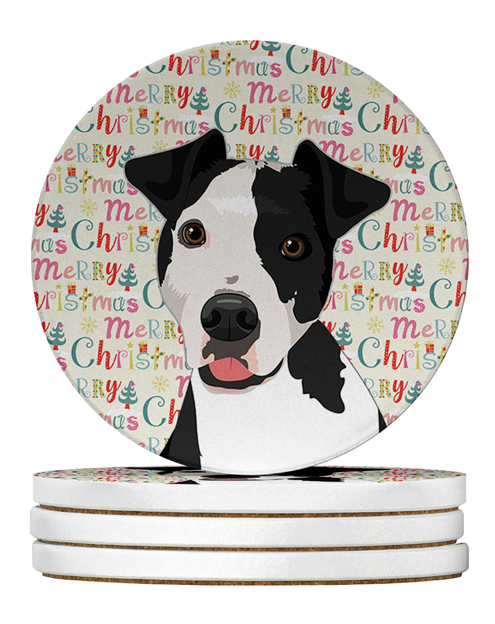 Buy this Pit Bull Black #2 Christmas Large Sandstone Coasters Pack of 4