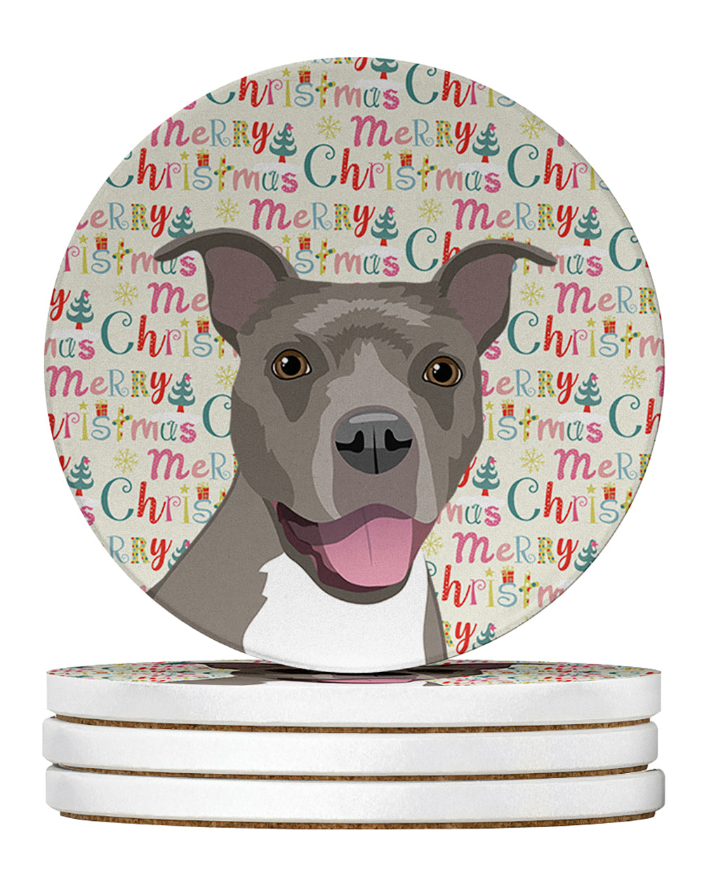 Buy this Pit Bull Blue #1 Christmas Large Sandstone Coasters Pack of 4