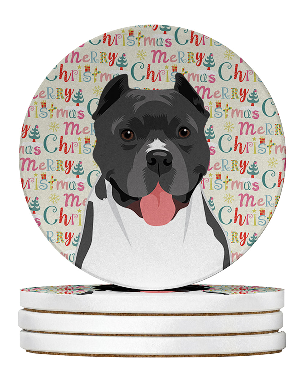 Buy this Pit Bull Blue #7 Christmas Large Sandstone Coasters Pack of 4