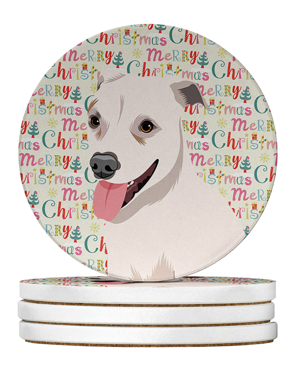 Buy this Pit Bull Puppy Christmas Large Sandstone Coasters Pack of 4