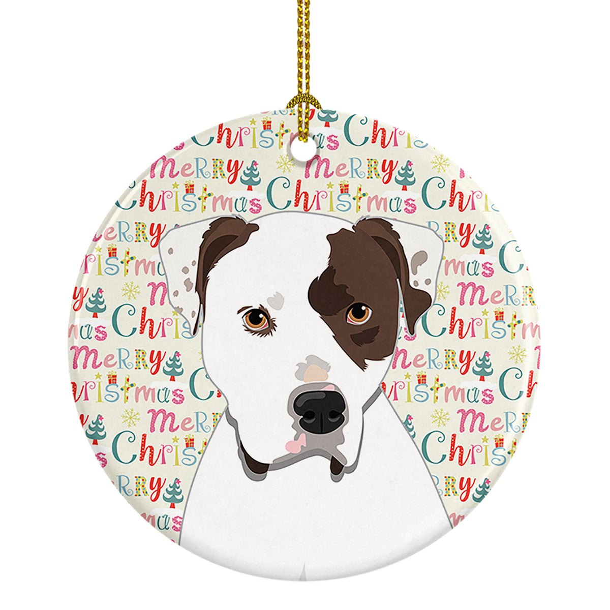 Buy this Pit Bull White #2 Christmas Ceramic Ornament