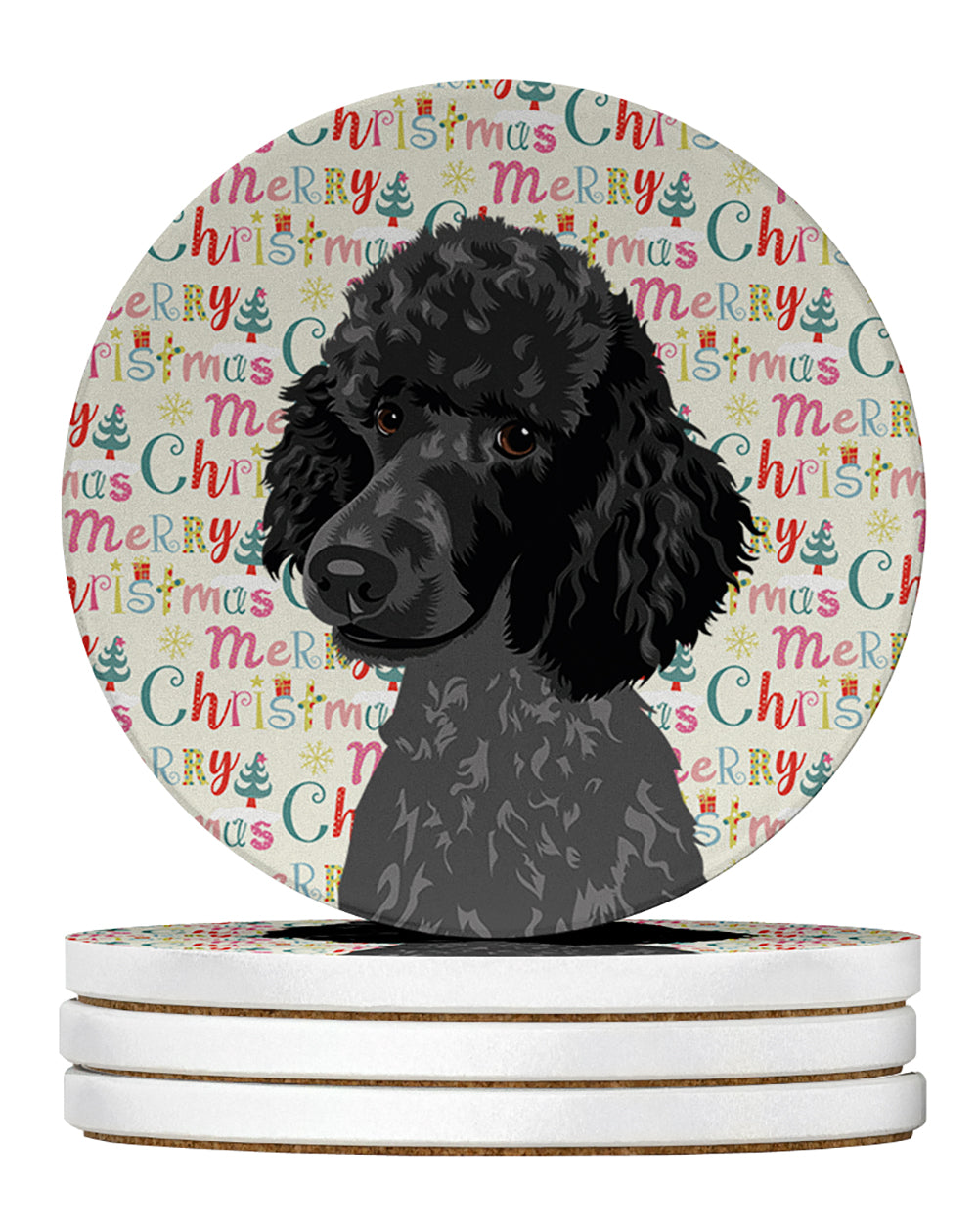 Buy this Poodle Standard Black Christmas Large Sandstone Coasters Pack of 4