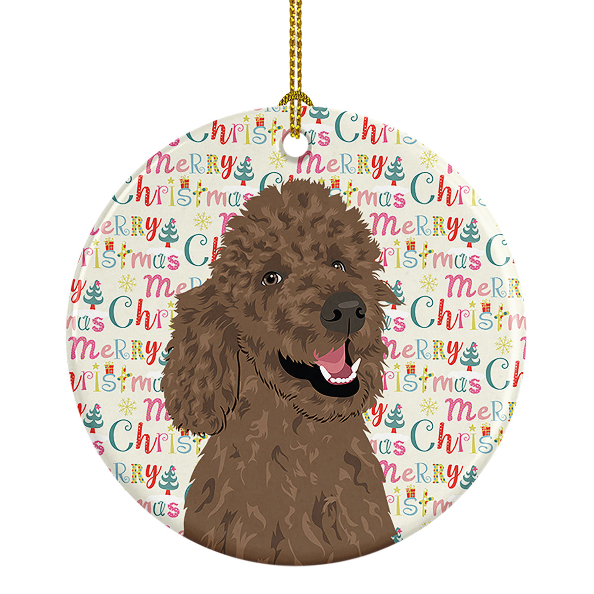 Buy this Poodle Standard Brown Christmas Ceramic Ornament