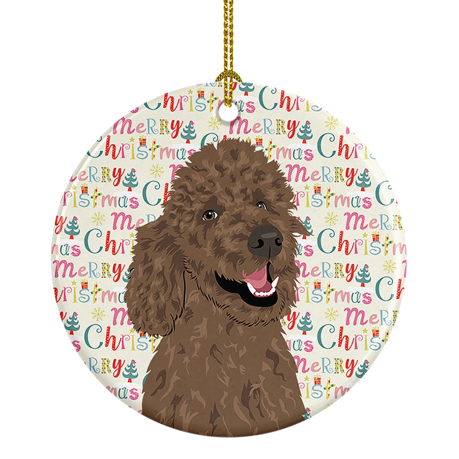 Buy this Poodle Standard Brown Christmas Ceramic Ornament