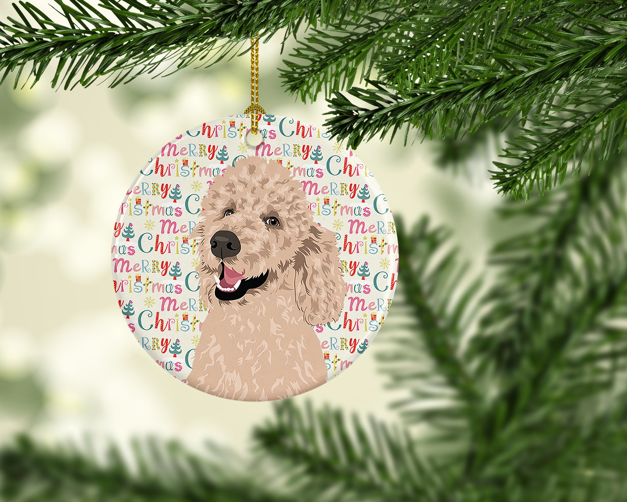Buy this Poodle Standard Cafe Au Lait Christmas Ceramic Ornament