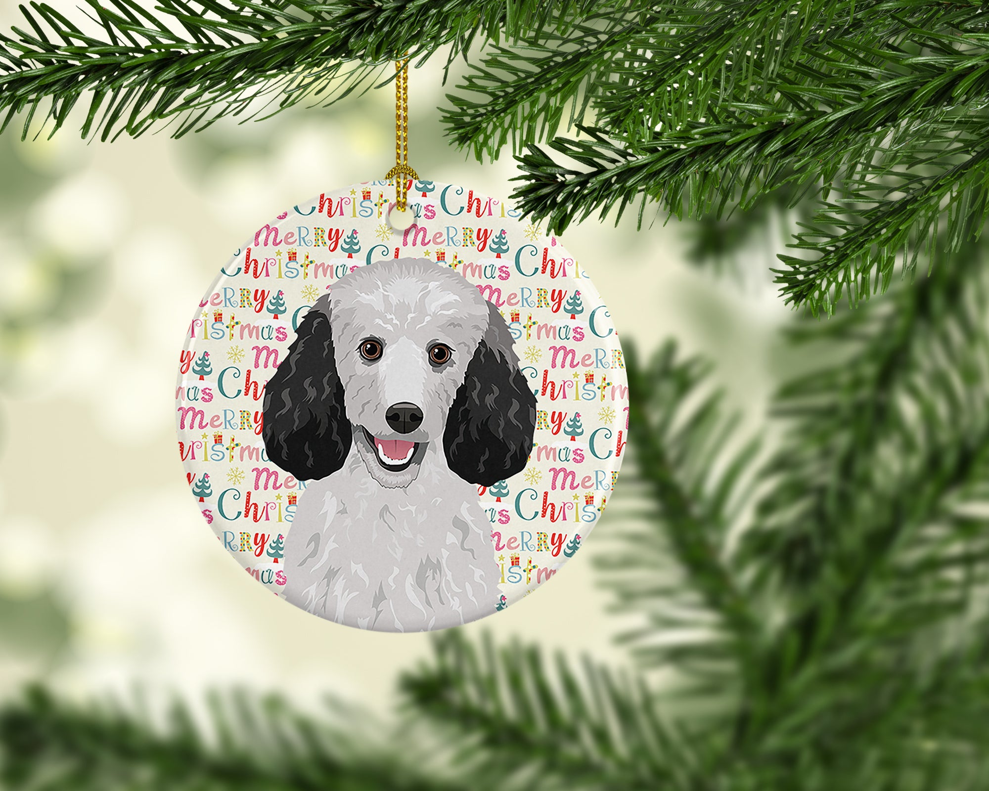 Buy this Poodle Standard Silver Christmas Ceramic Ornament