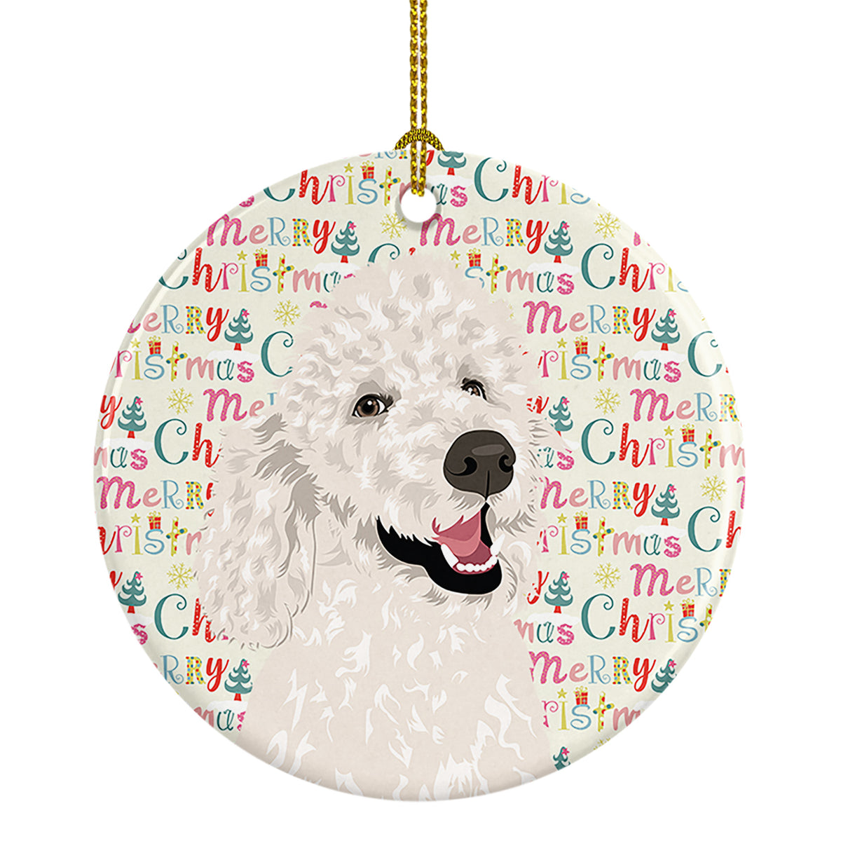 Buy this Poodle Standard White Christmas Ceramic Ornament