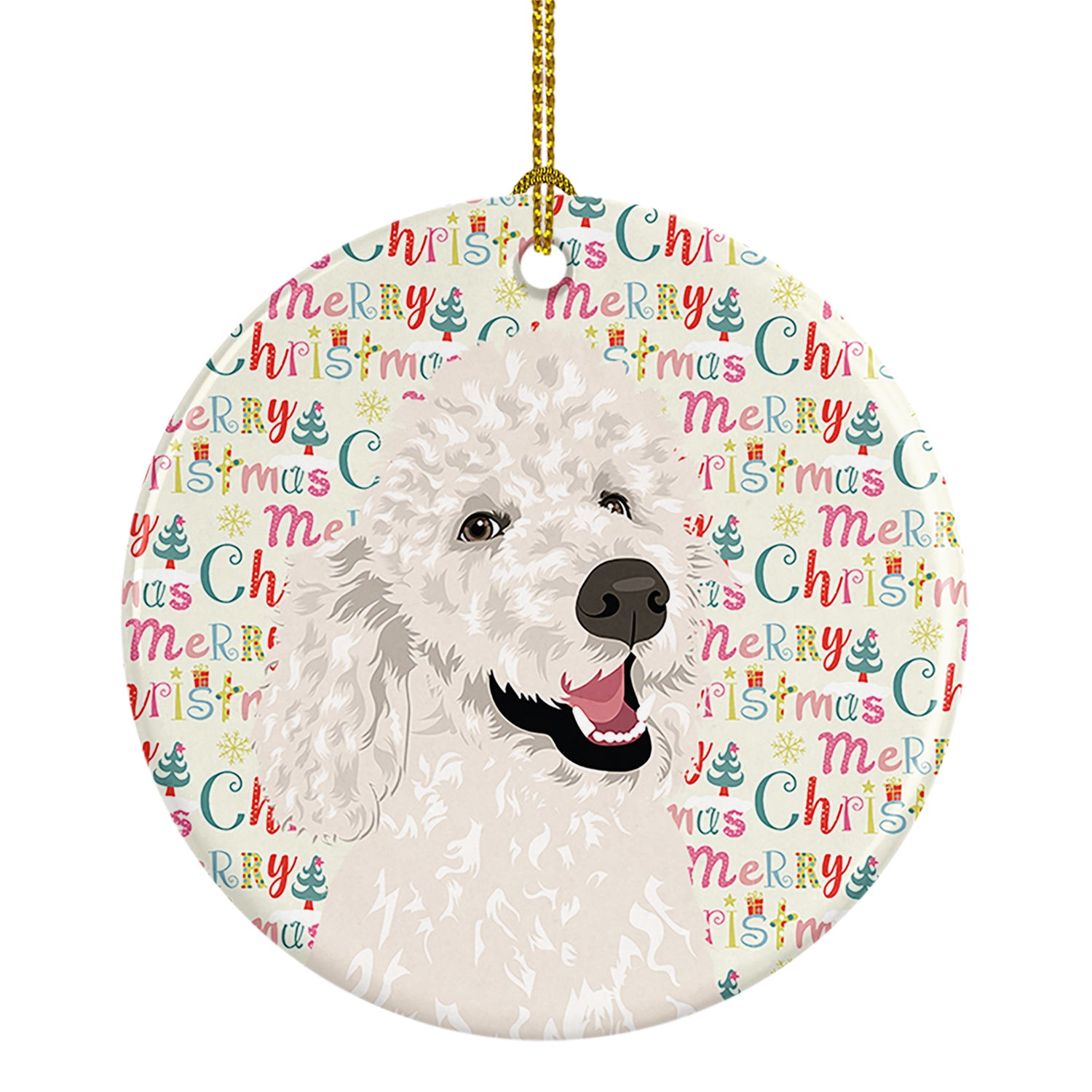 Buy this Poodle Standard White Christmas Ceramic Ornament