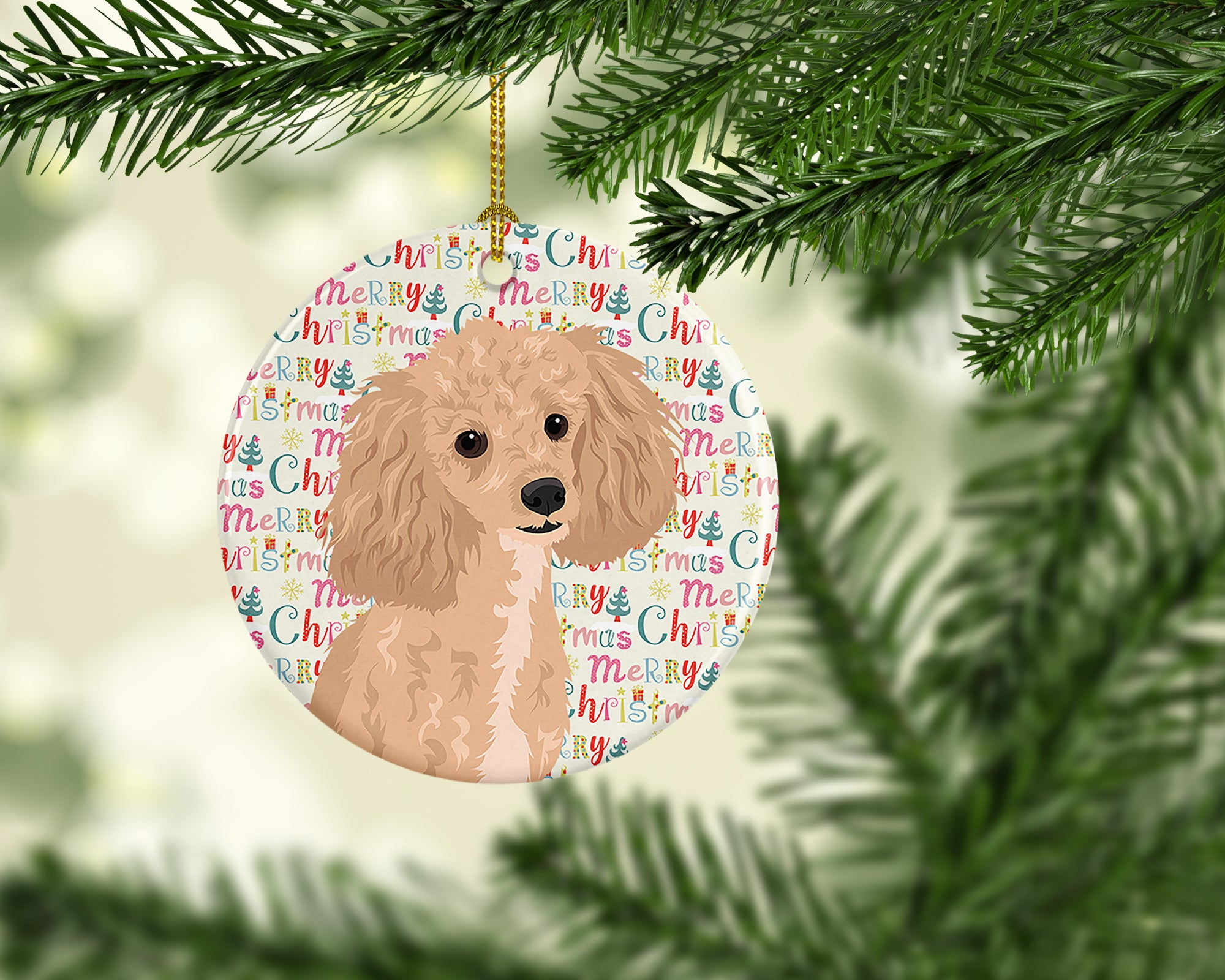 Poodle Toy Apricot #1 Christmas Ceramic Ornament - the-store.com