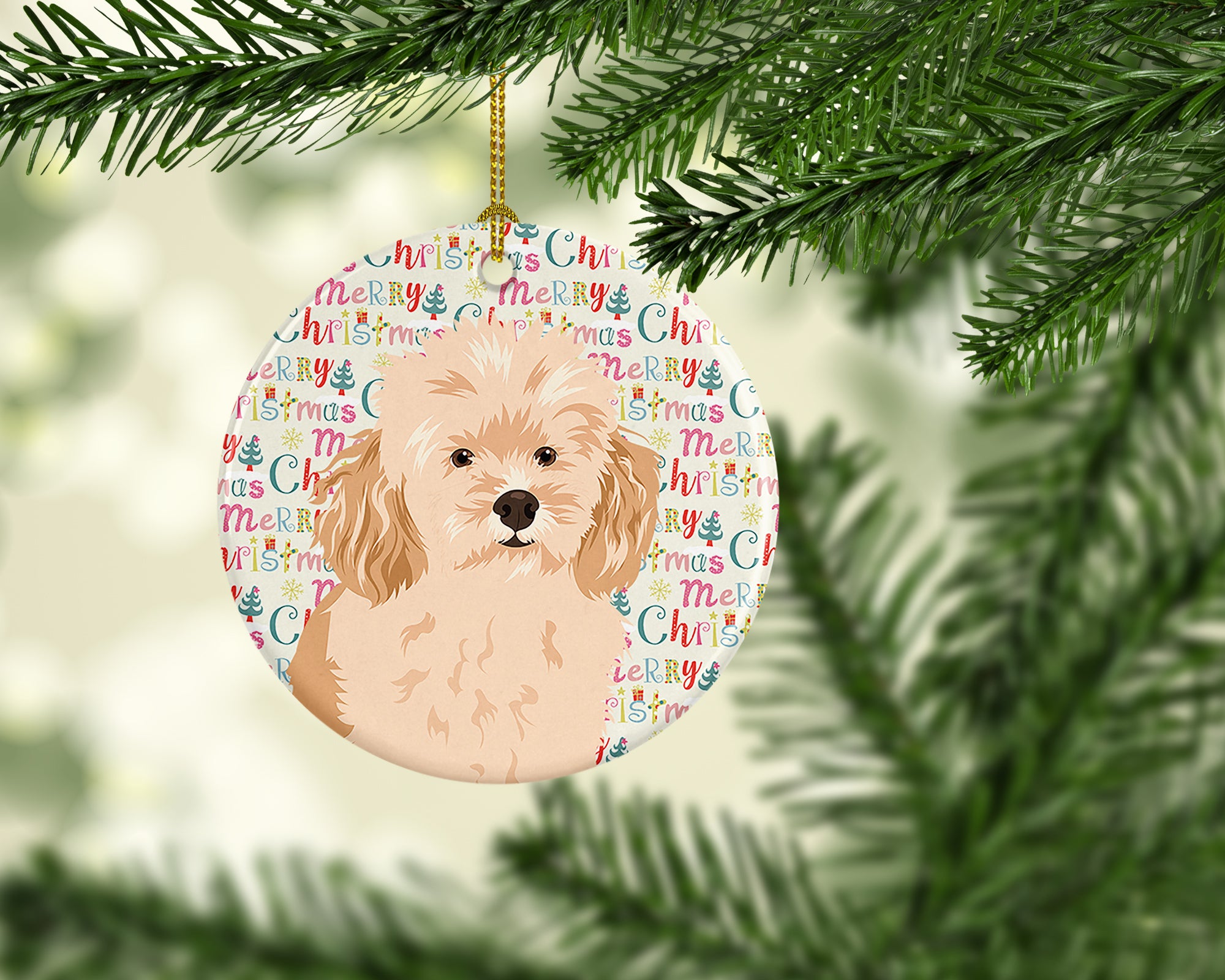 Buy this Poodle Toy Apricot #2 Christmas Ceramic Ornament