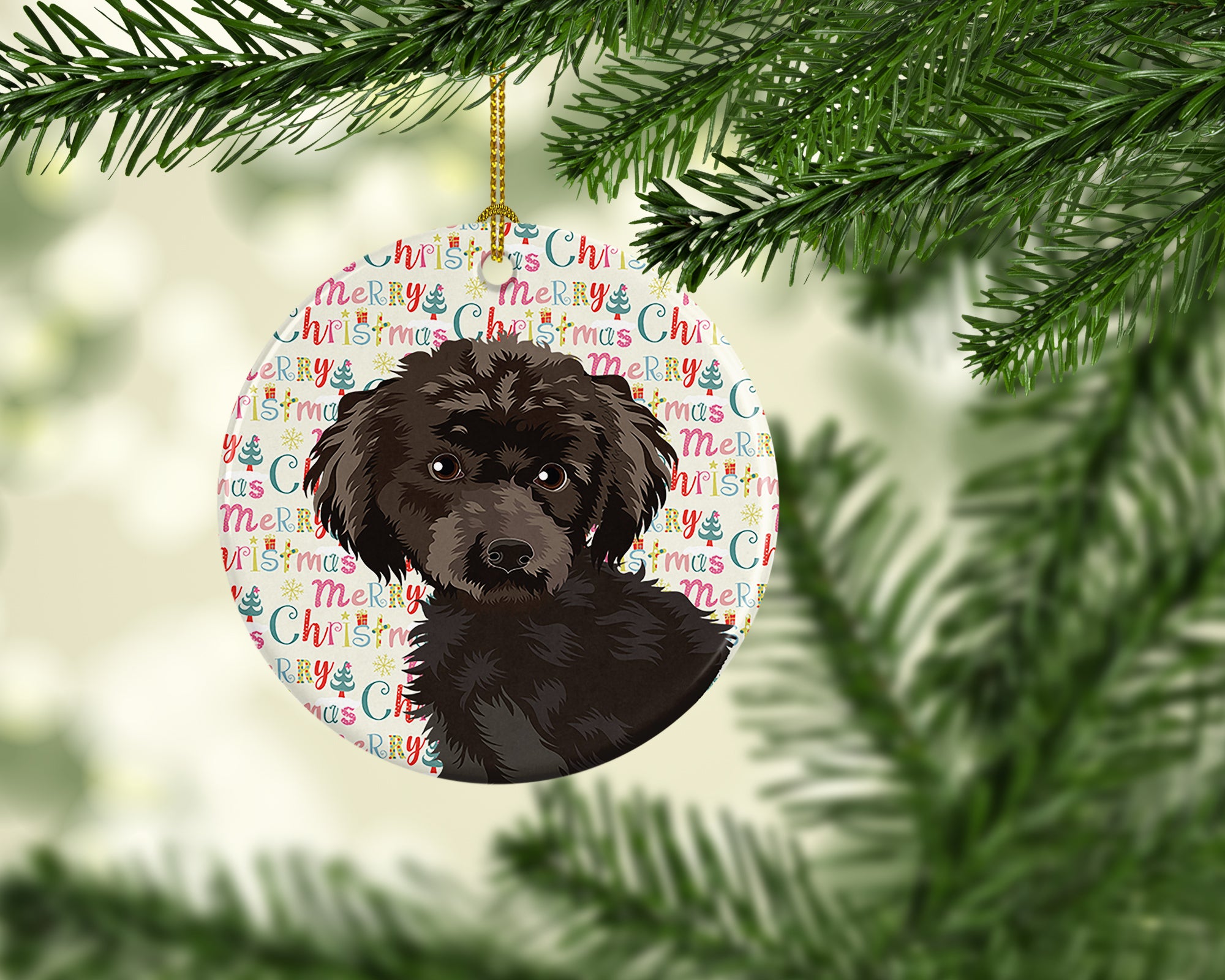 Poodle Toy Brown Christmas Ceramic Ornament - the-store.com