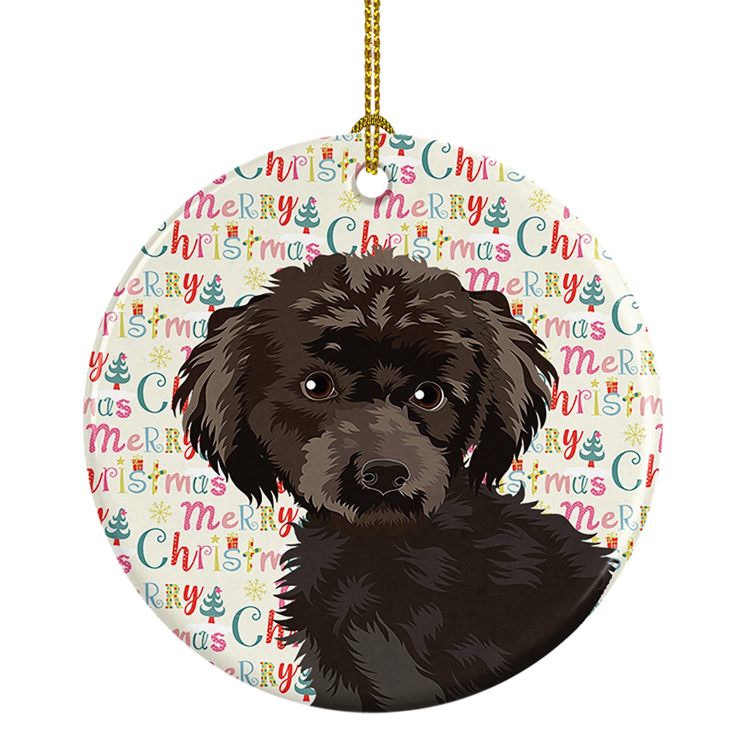 Buy this Poodle Toy Brown Christmas Ceramic Ornament