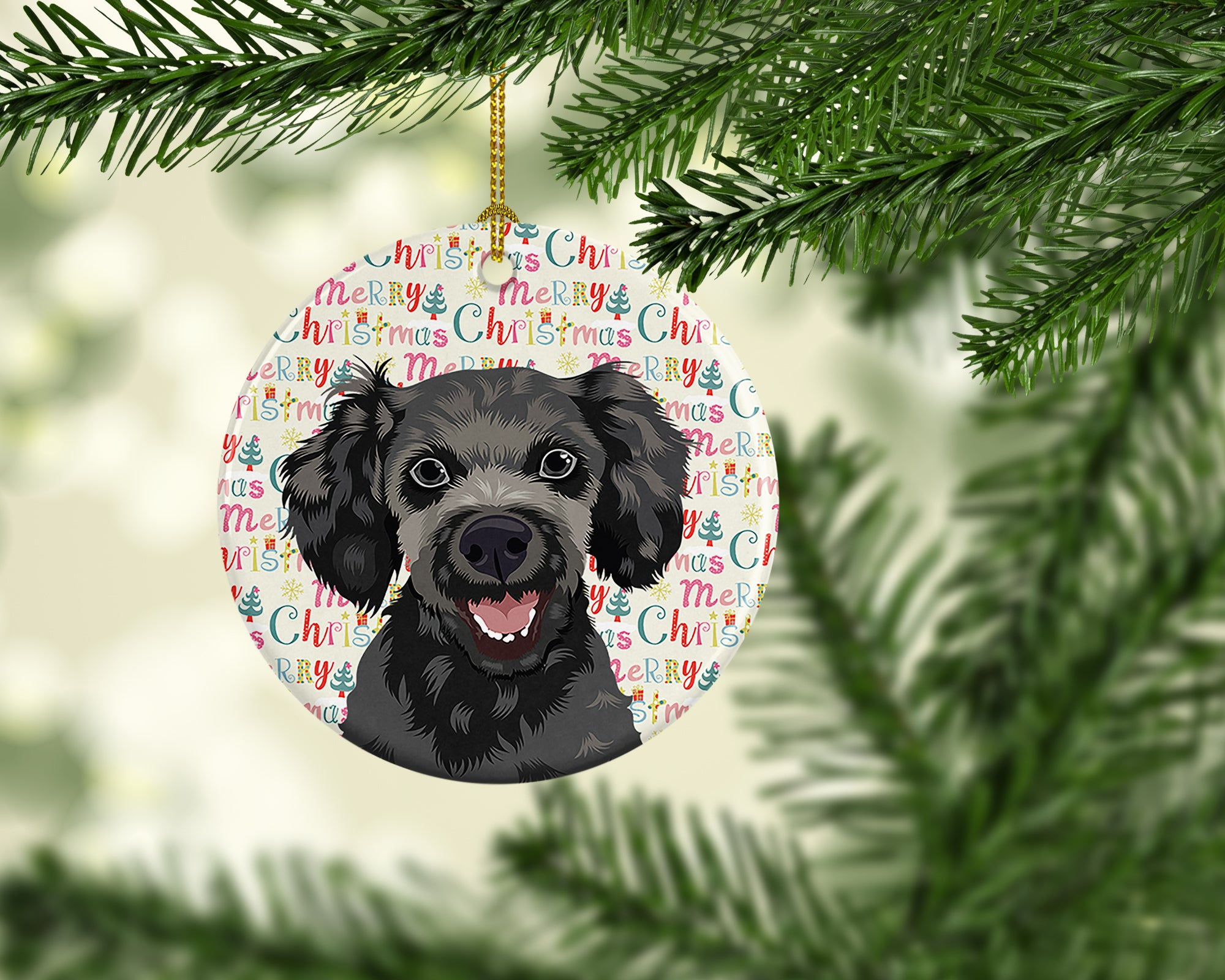 Buy this Poodle Toy Grey Christmas Ceramic Ornament