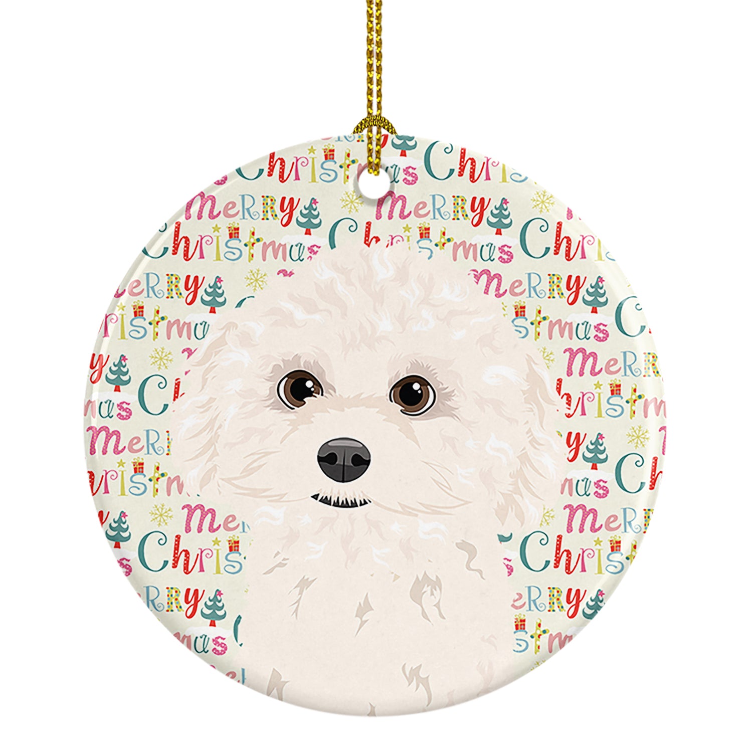 Buy this Poodle Toy White Christmas Ceramic Ornament