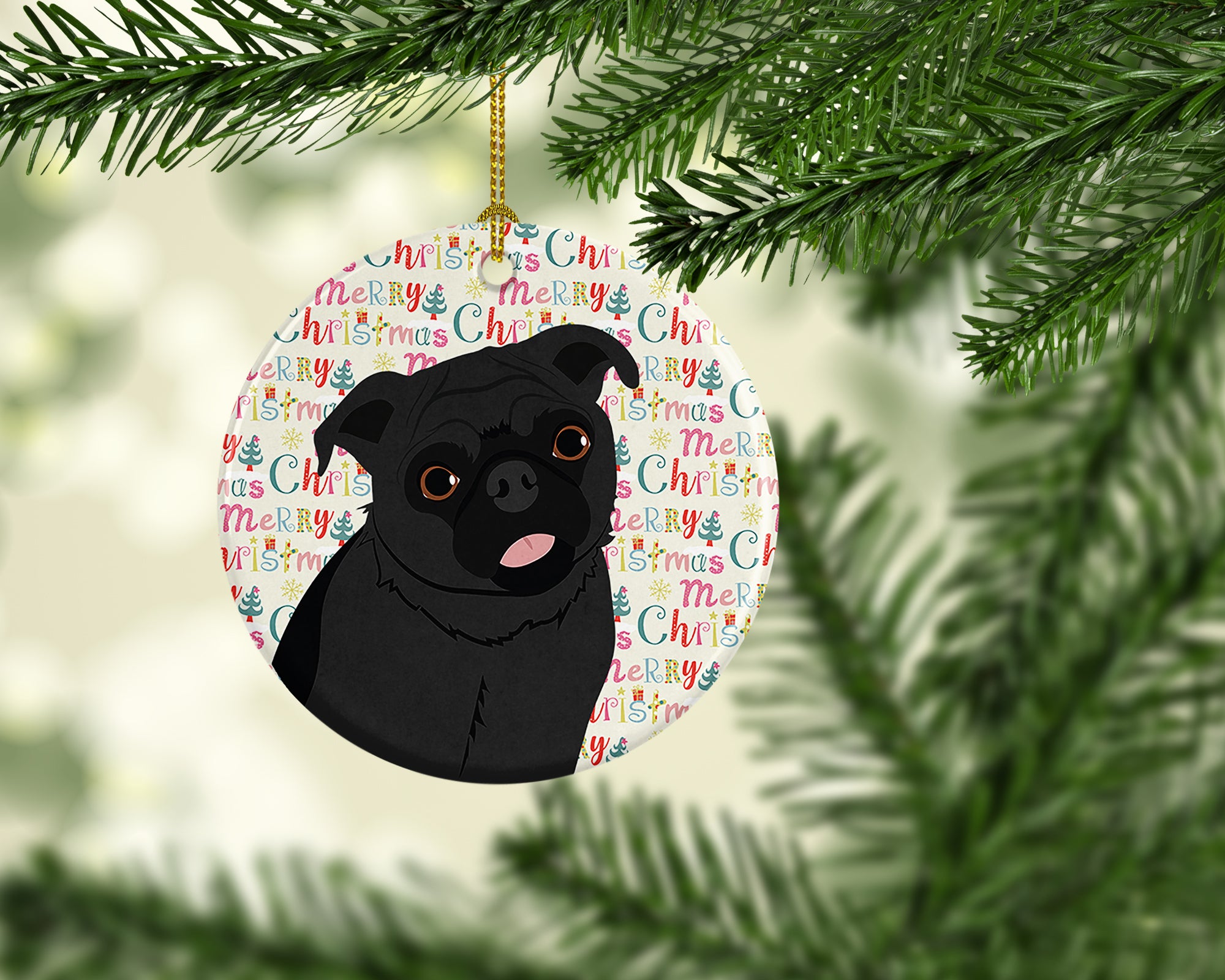 Pug Black #1 Christmas Ceramic Ornament - the-store.com