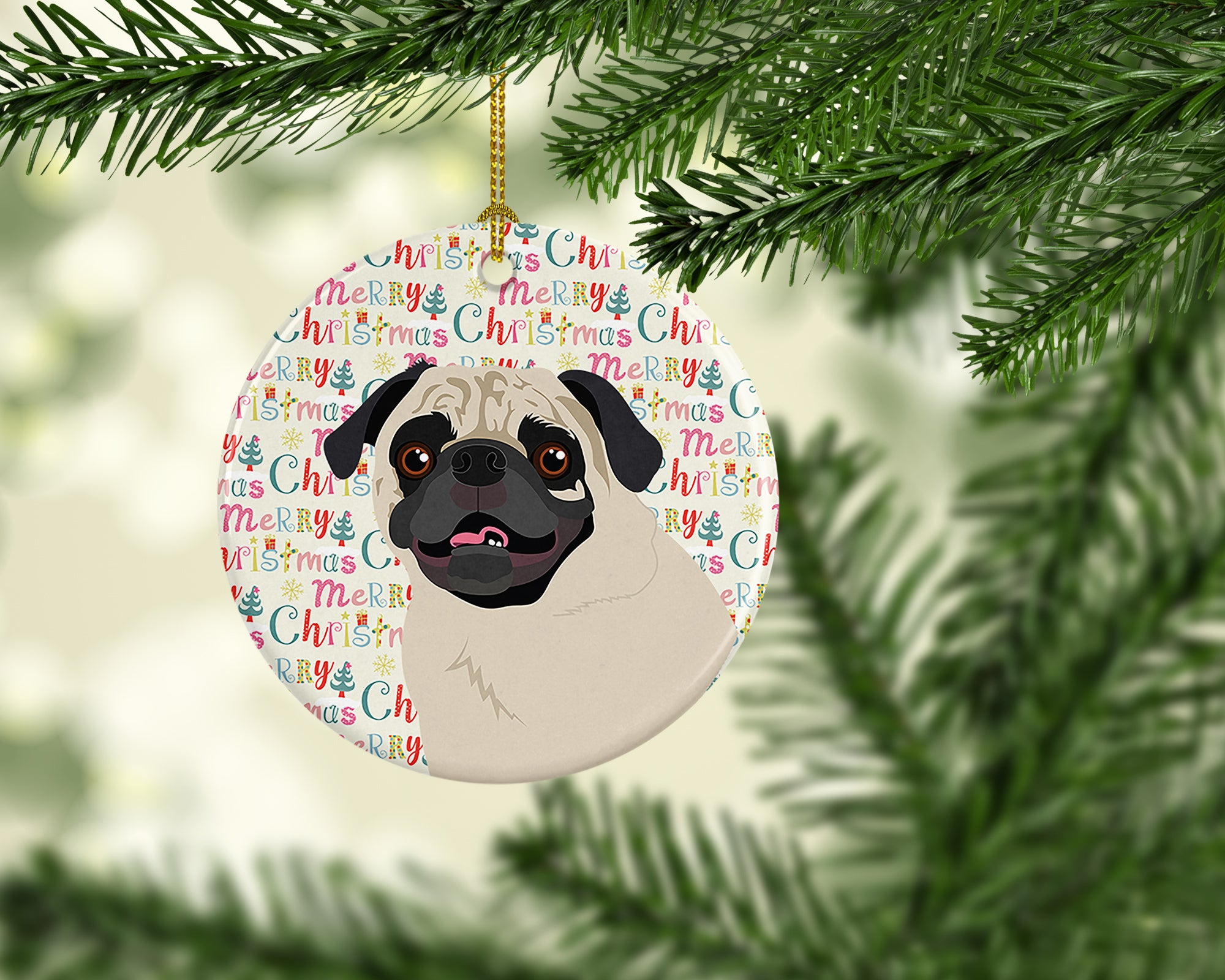 Buy this Pug Fawn #2 Christmas Ceramic Ornament