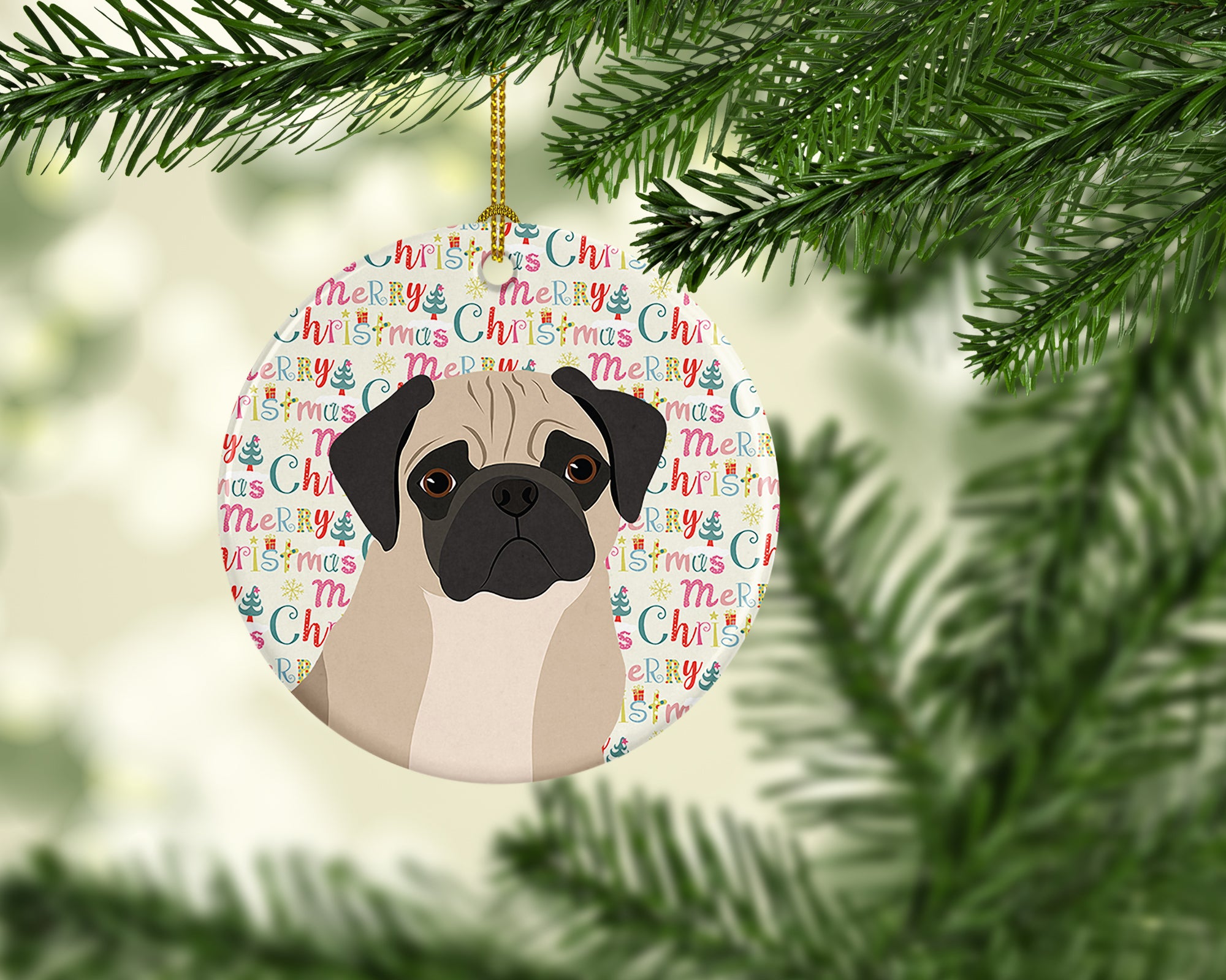 Buy this Pug Fawn #3 Christmas Ceramic Ornament