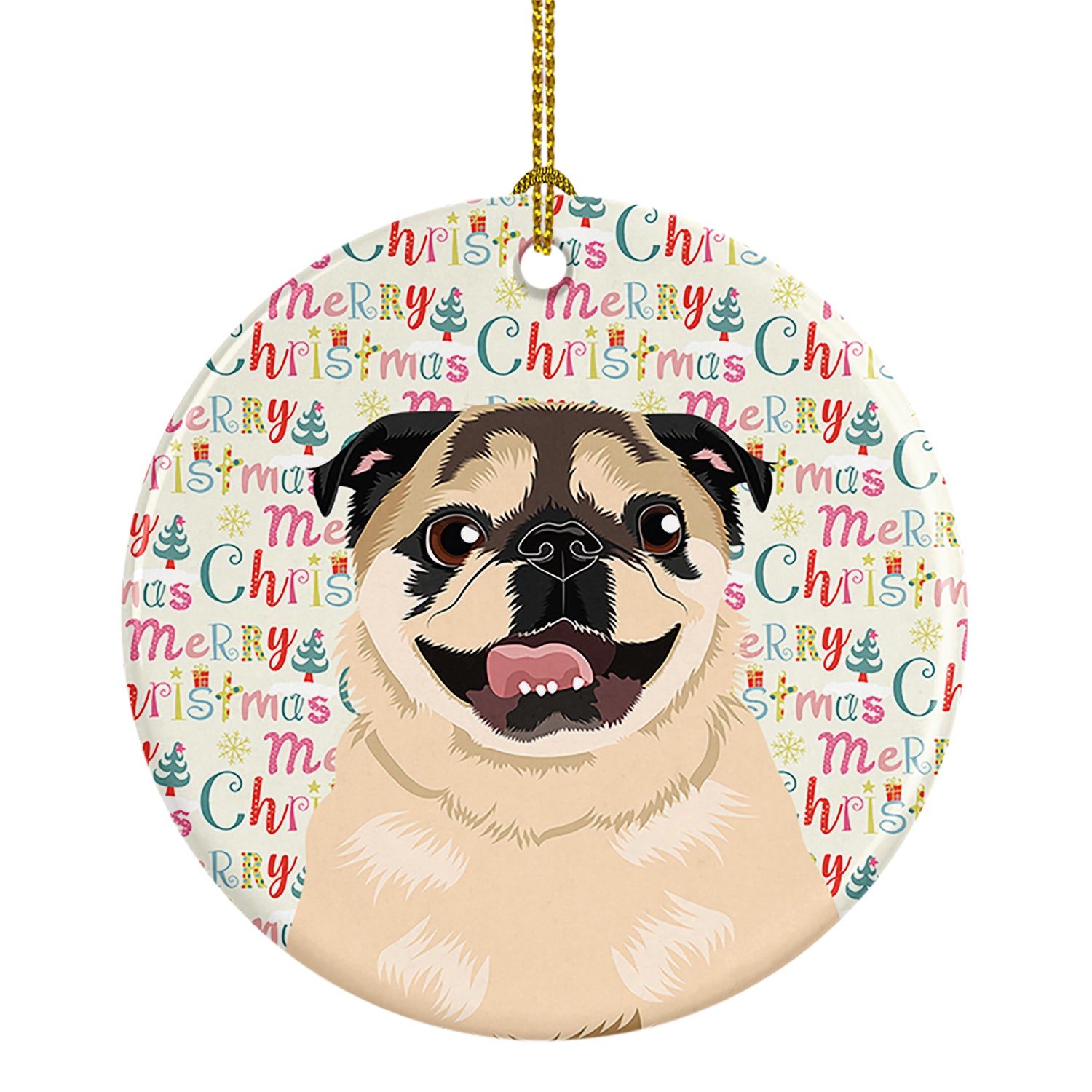 Buy this Pug Fawn #5 Christmas Ceramic Ornament
