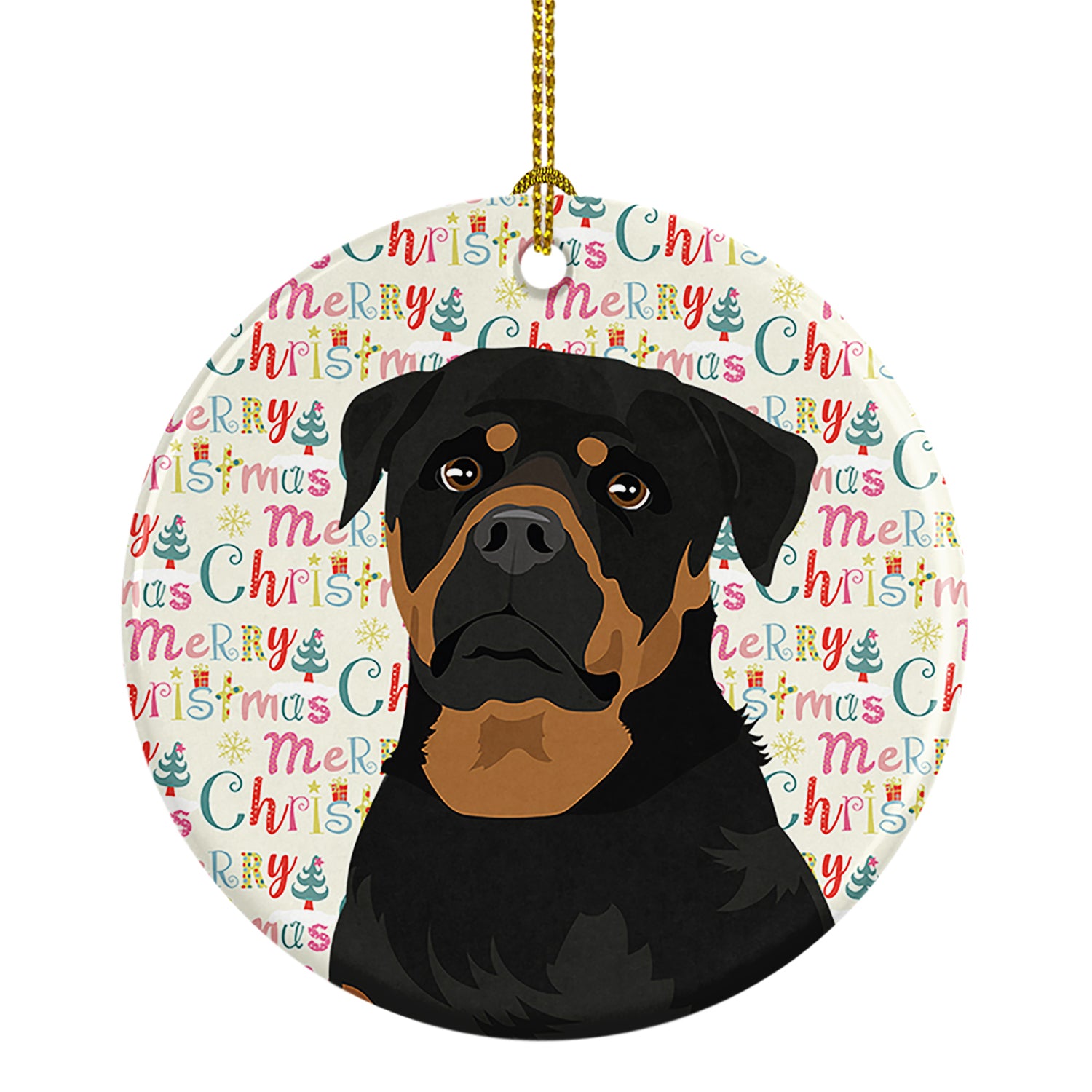 Buy this Rottweiler Black and Mahogany Christmas Ceramic Ornament